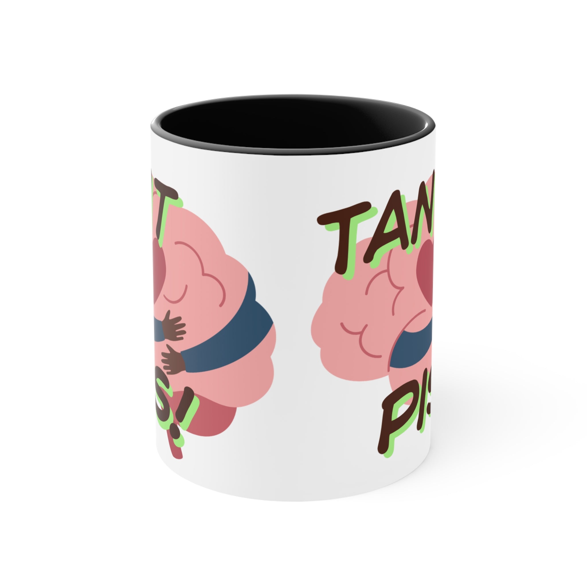 Accent Mug — 'Tant Pis!' Hugging Brain Design, Funny French Phrase Coffee Cup