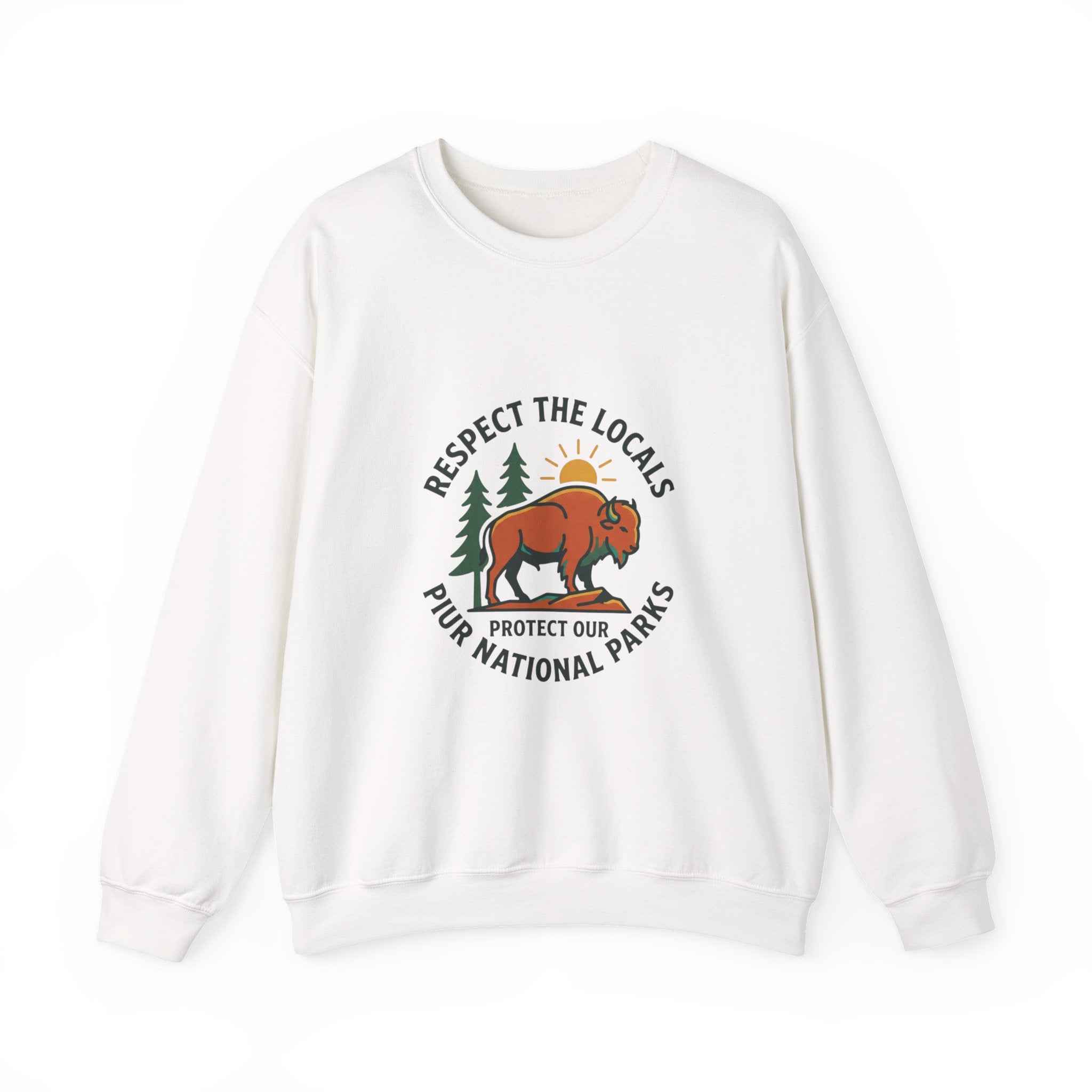 Respect the Locals Buffalo Crewneck Sweatshirt | Protect Our National Parks, hiking