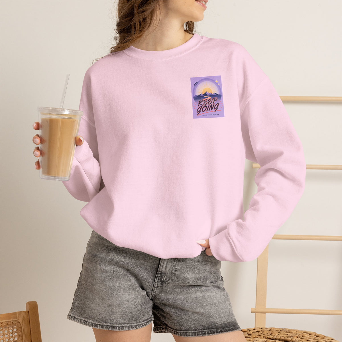 Keep Going Mountain Graphic Crewneck Sweatshirt