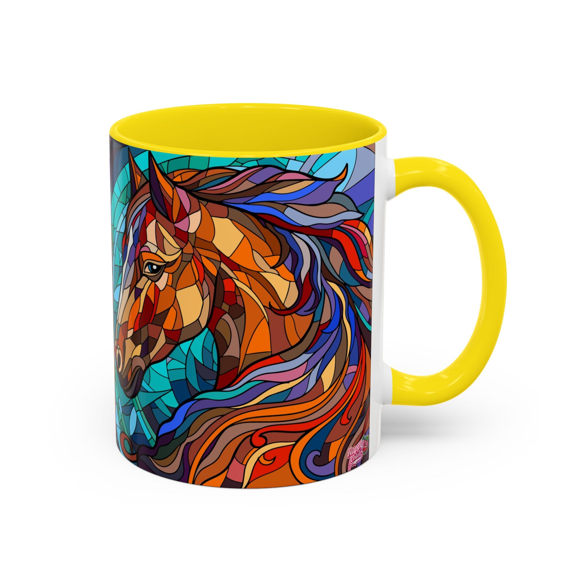 Stained Glass Horse Accent Coffee Mug – Colorful Equine Art (11/15 oz)