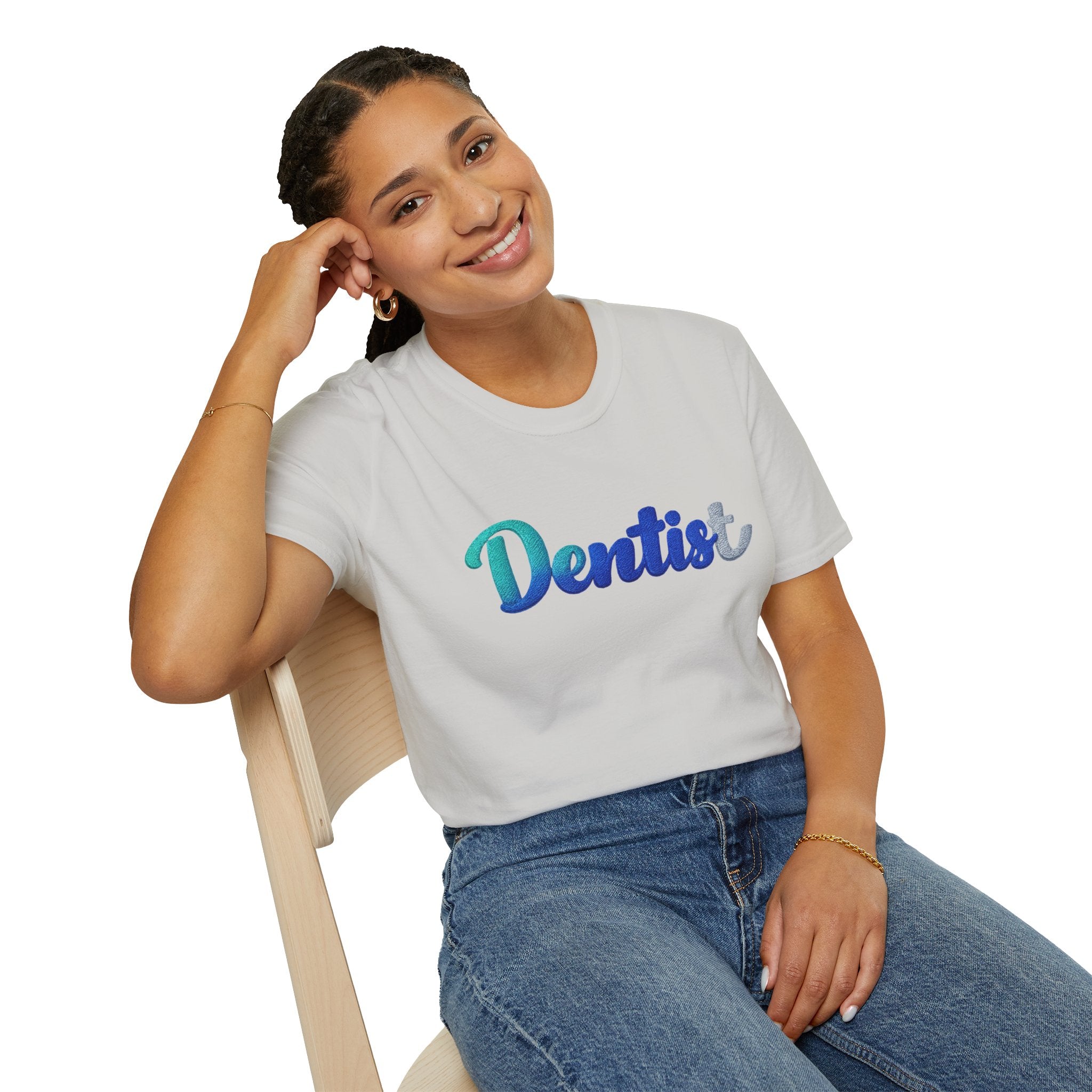 T-shirt dentiste — T-shirt script dentaire en dégradé pour hygiénistes et dentistes