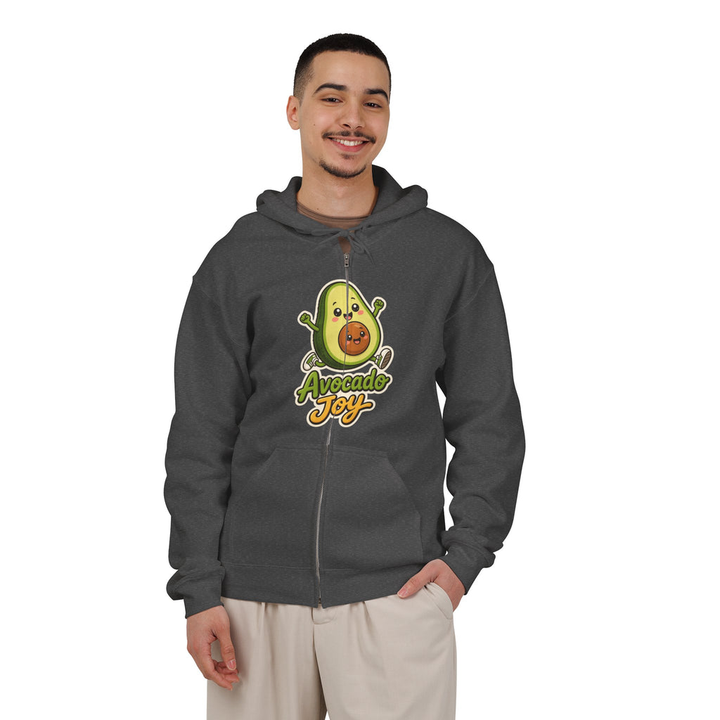 Avocado Joy Graphic Zip-Up Hoodie – Unisex