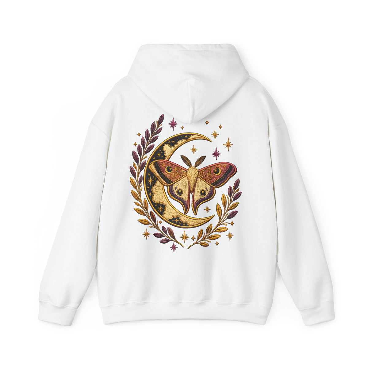 Sweat à capuche avec papillon céleste, lune et laurier