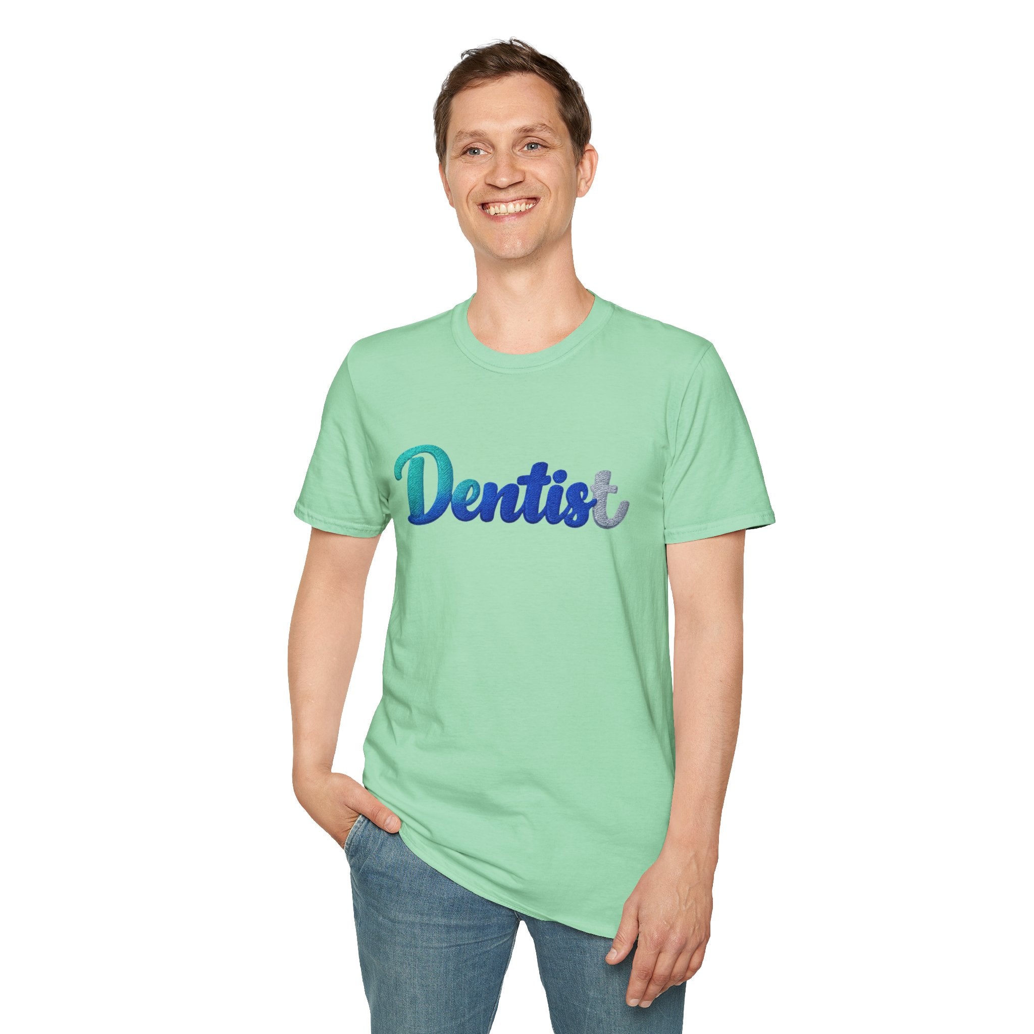 T-shirt dentiste — T-shirt script dentaire en dégradé pour hygiénistes et dentistes