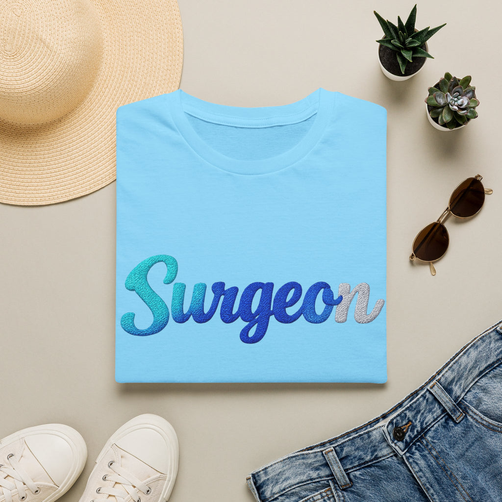 Surgeon Script T-Shirt — Blue Gradient Medical Pride Tee