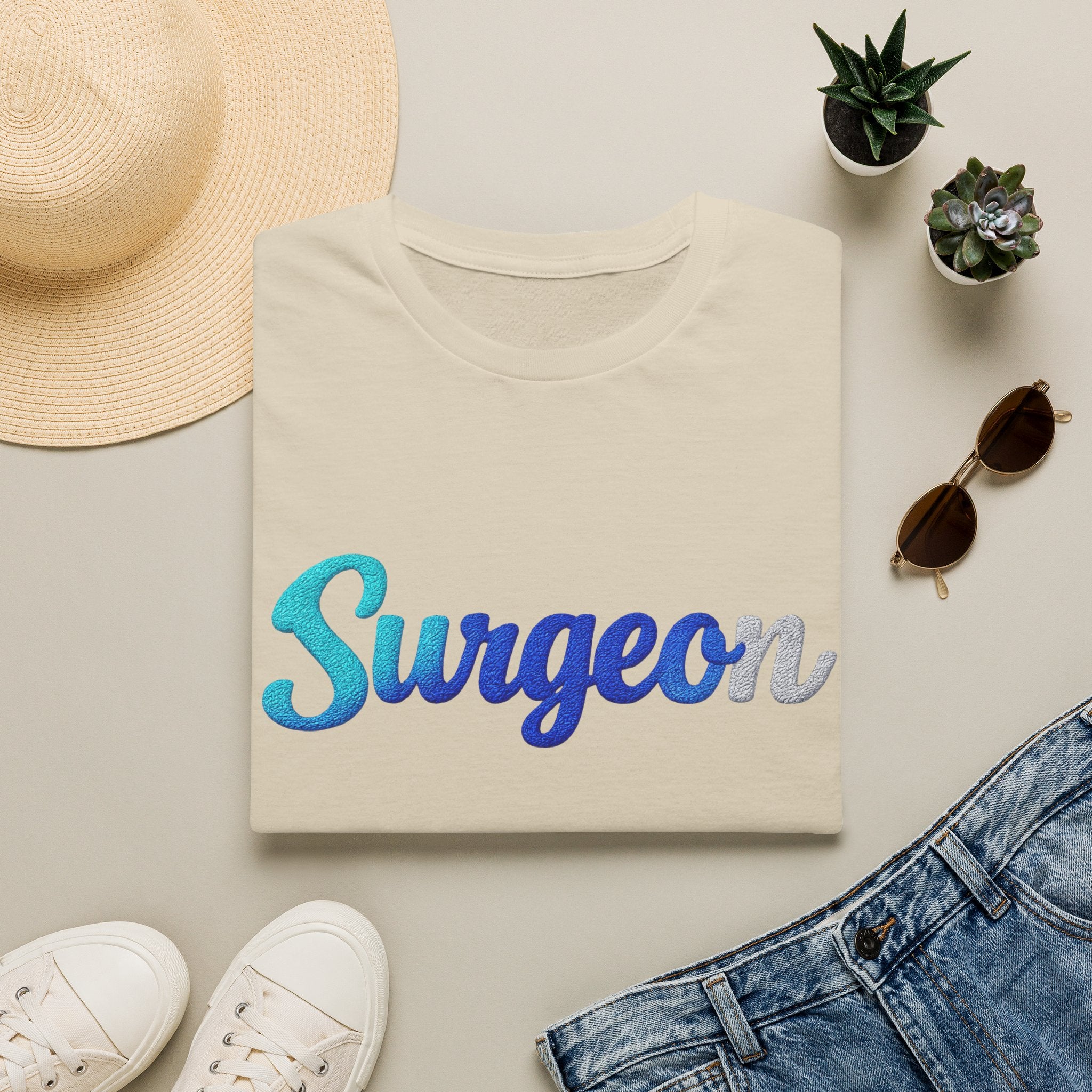 Surgeon Script T-Shirt — Blue Gradient Medical Pride Tee