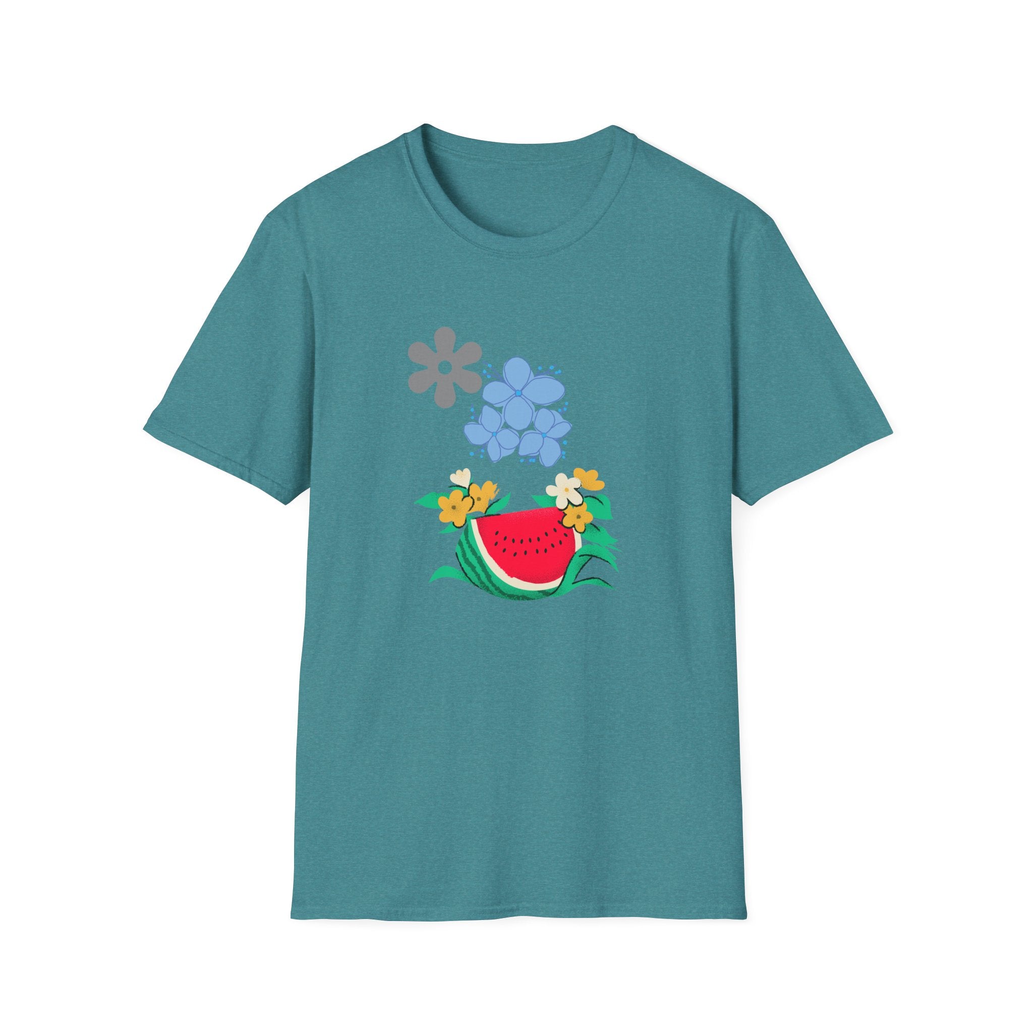 Watermelon Blossom Tee — Floral Fruit Graphic T-Shirt