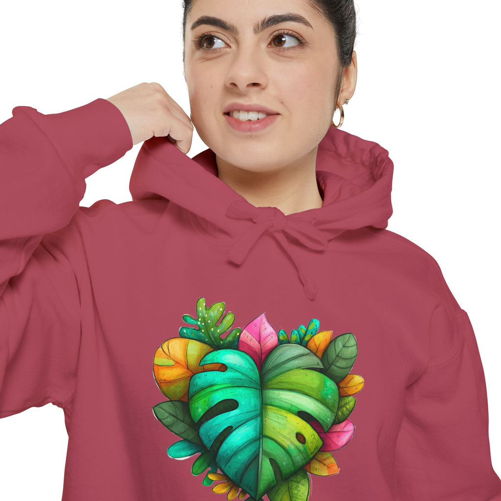 Leaf Heart Hoodie — Tropical Botanical Graphic Sweatshirt