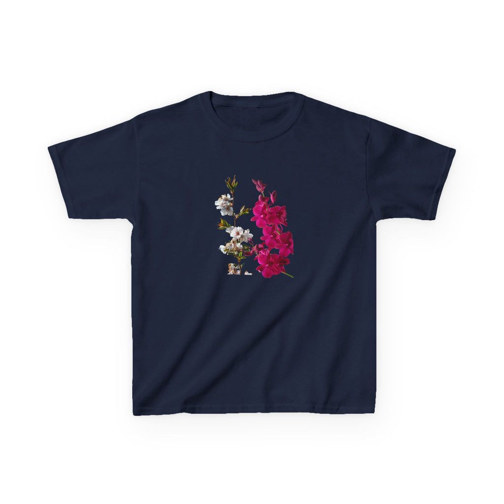 Kids Floral Tee — Pink Bougainvillea Graphic Cotton Shirt