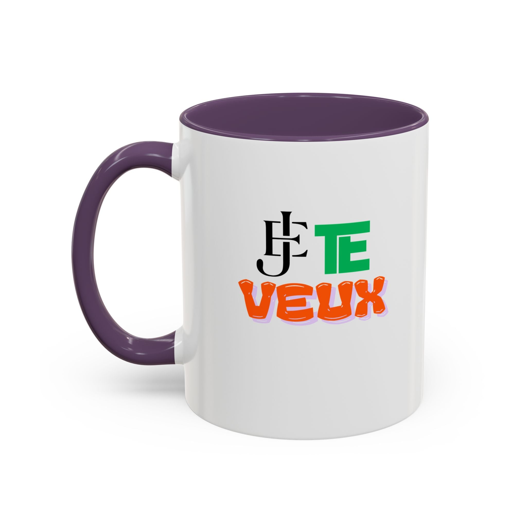 French Phrase Accent Mug — "Je Te Veux" Colorful Ceramic Coffee Mug (11/15oz)