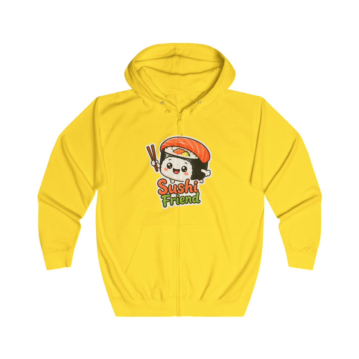 Sushi Friend Graphic Zip-Up Hoodie – Unisex