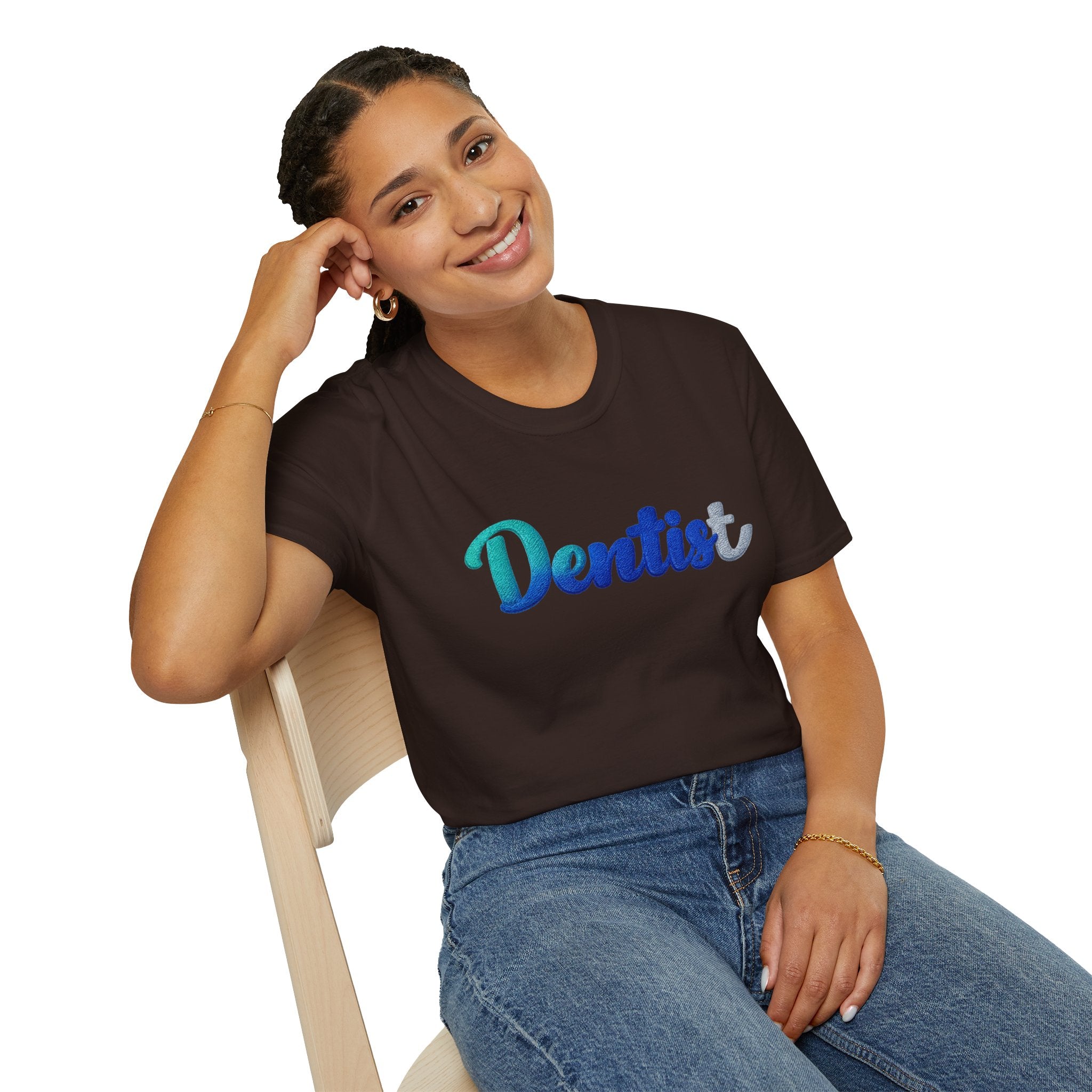 T-shirt dentiste — T-shirt script dentaire en dégradé pour hygiénistes et dentistes
