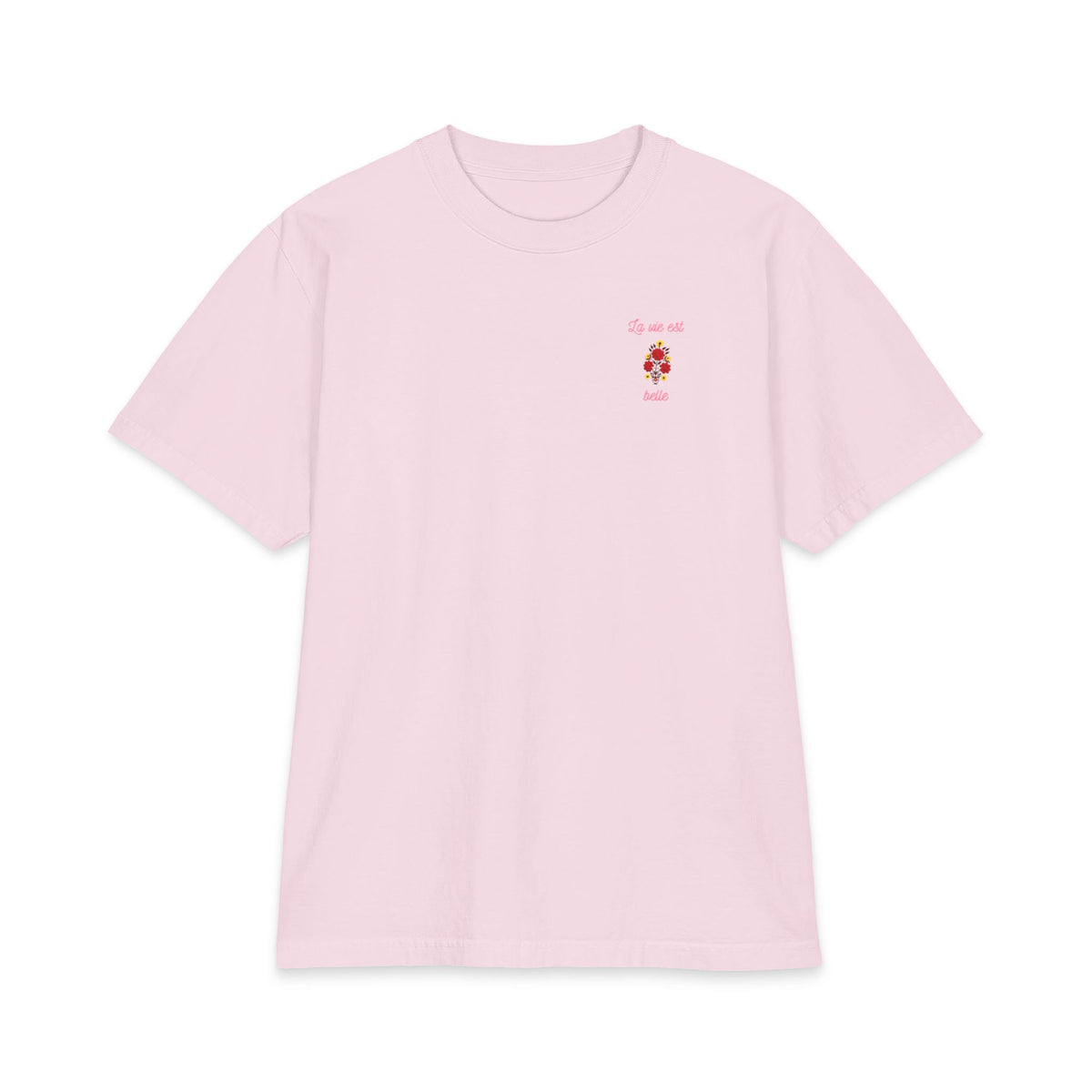 T-shirt floral La Vie Est Belle — T-shirt graphique avec citation française