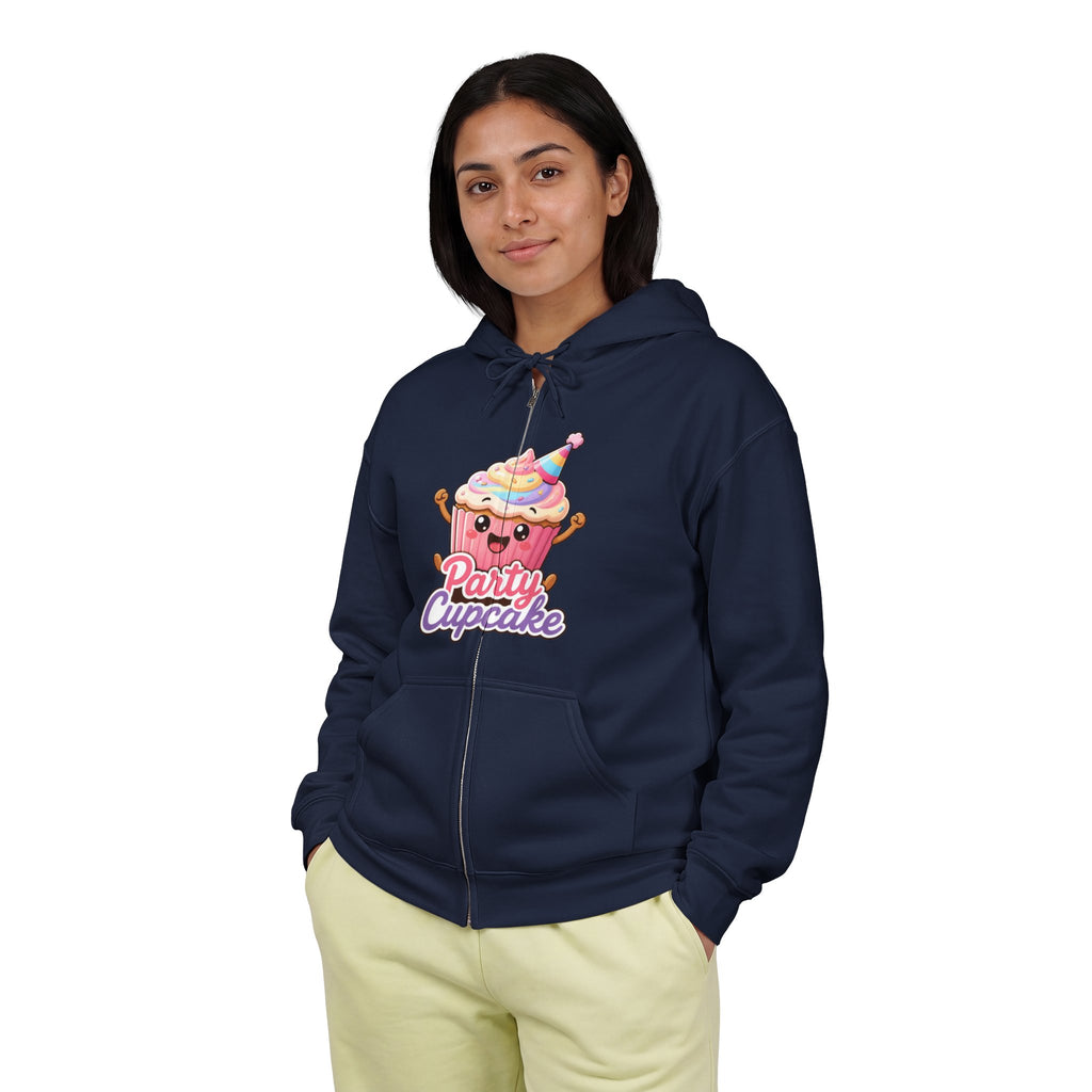 Party Cupcake Graphic Zip-Up Hoodie – Unisex