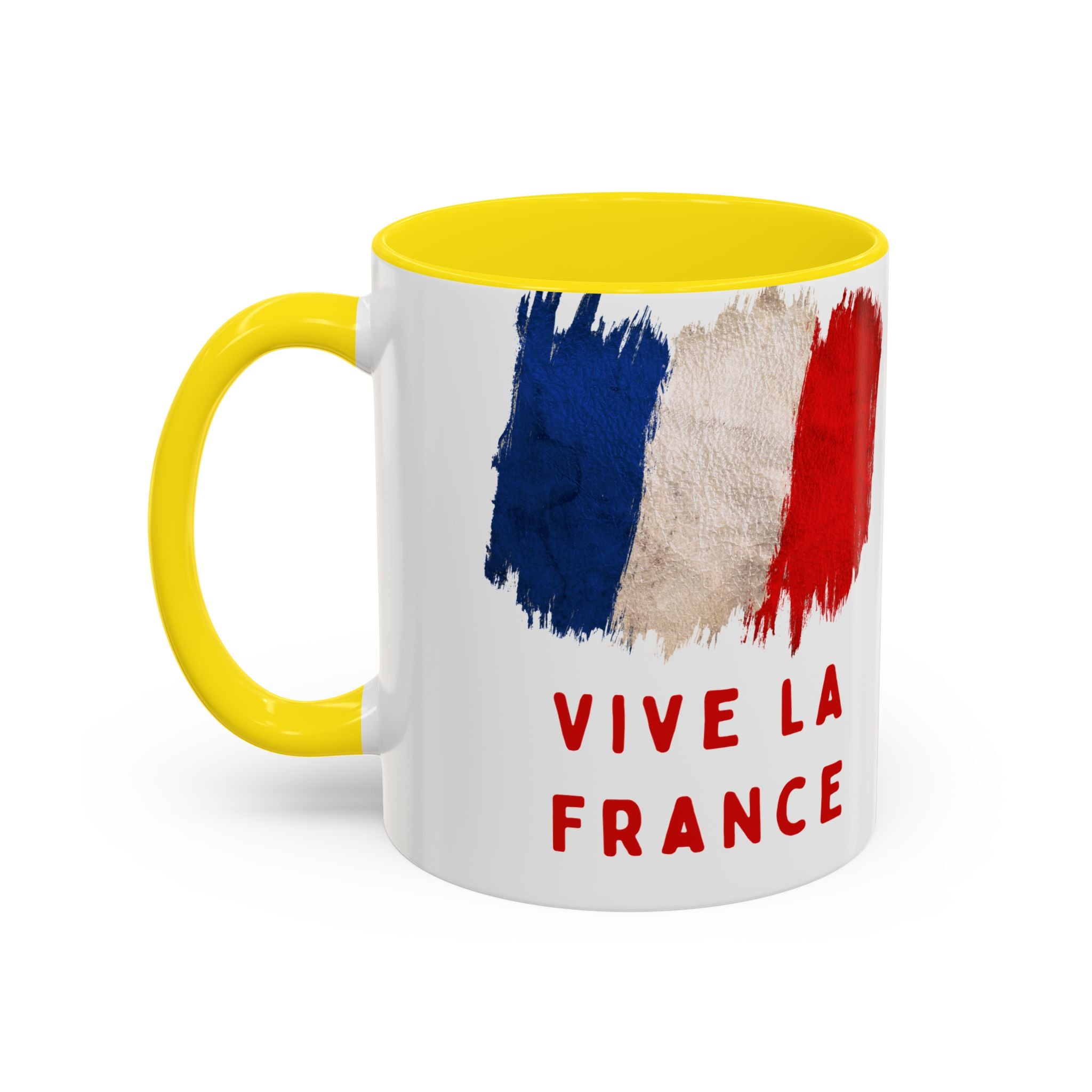 Vive La France Accent Coffee Mug — French Flag Brushstroke 11/15oz