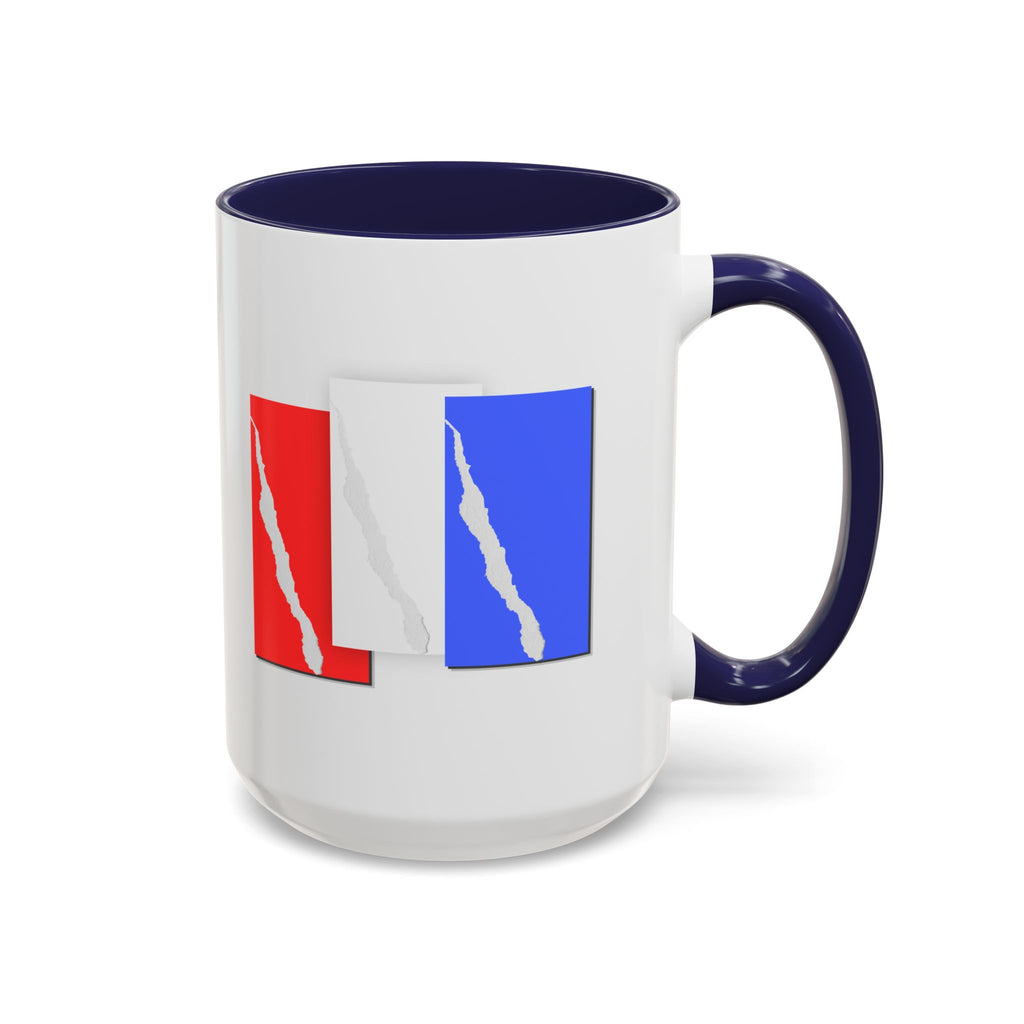 Accent Coffee Mug — Red, White & Blue Abstract Stripe Design (11/15oz)