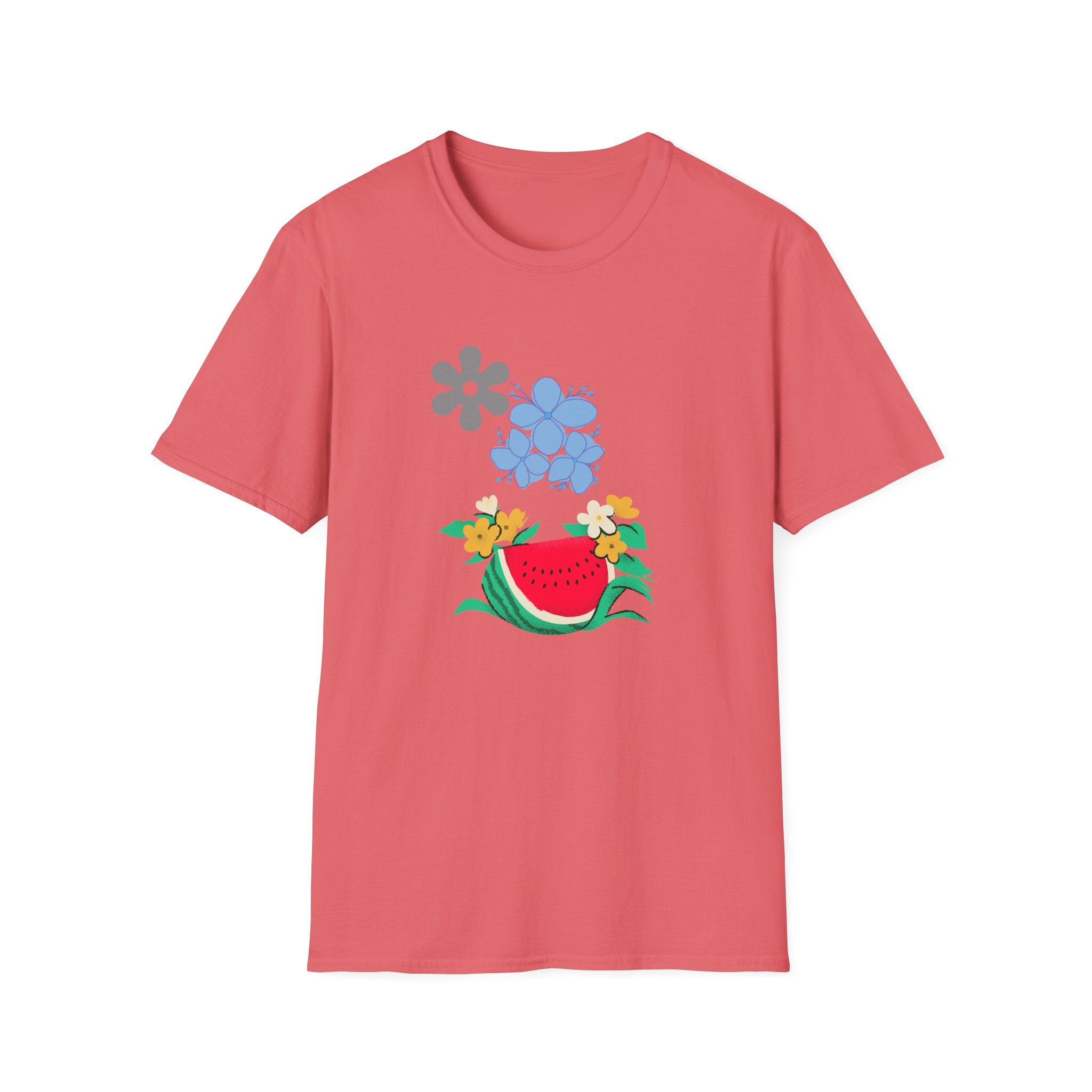 Watermelon Blossom Tee — Floral Fruit Graphic T-Shirt