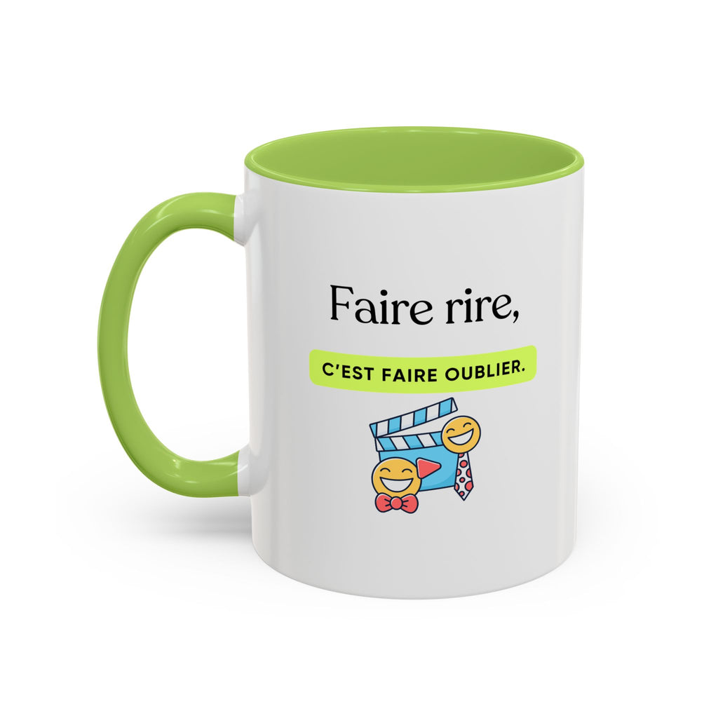 French Quote Accent Coffee Mug — "Faire rire, c'est faire oublier." (11/15oz)