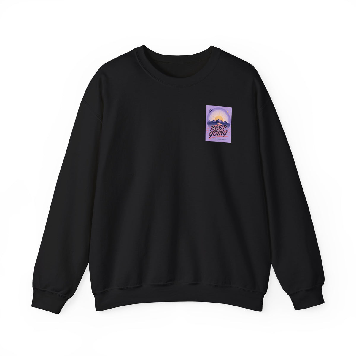Sweat-shirt col rond à motif montagne « Continuez votre chemin »