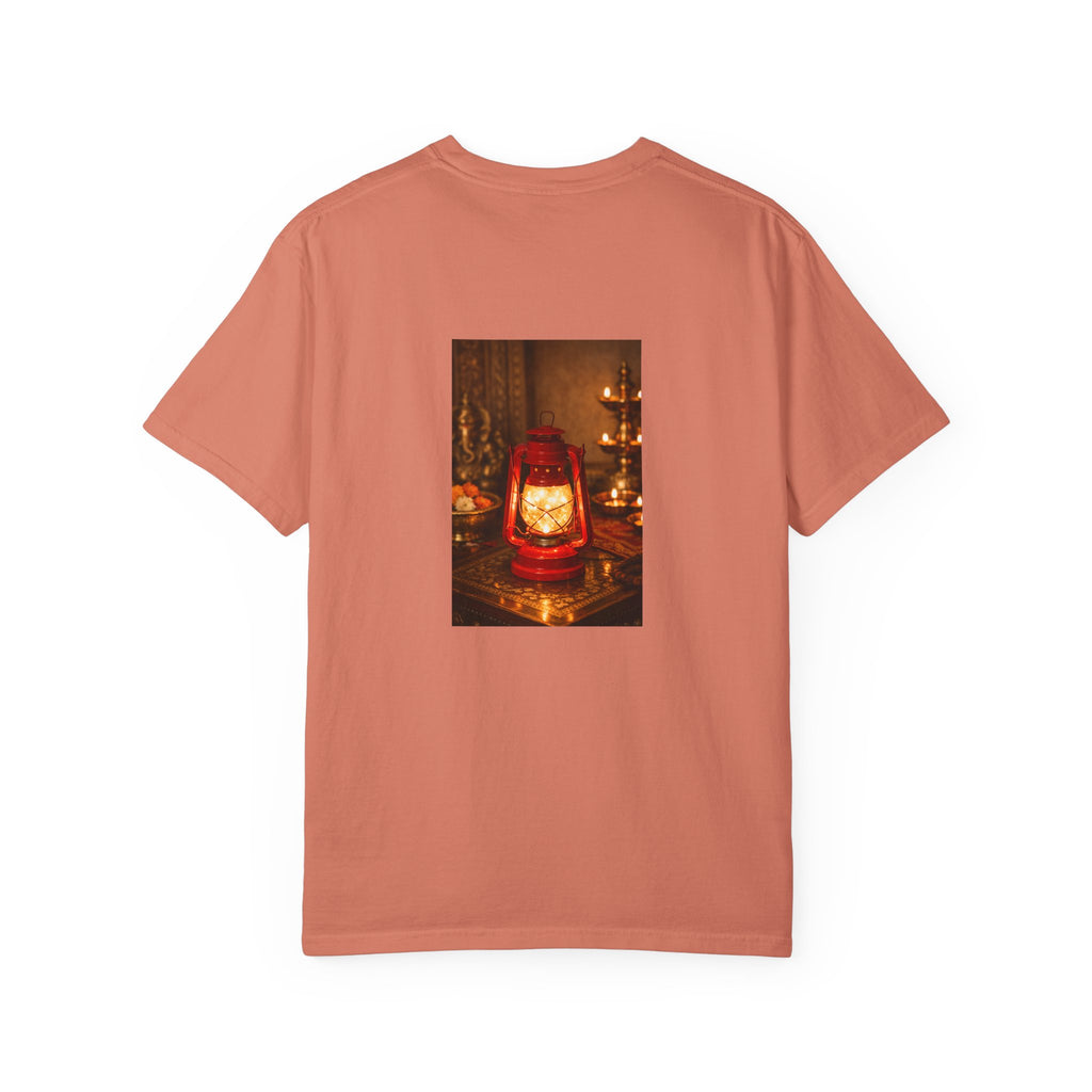 Lantern Altar T-Shirt — Vintage Oil Lantern Prayer Tee