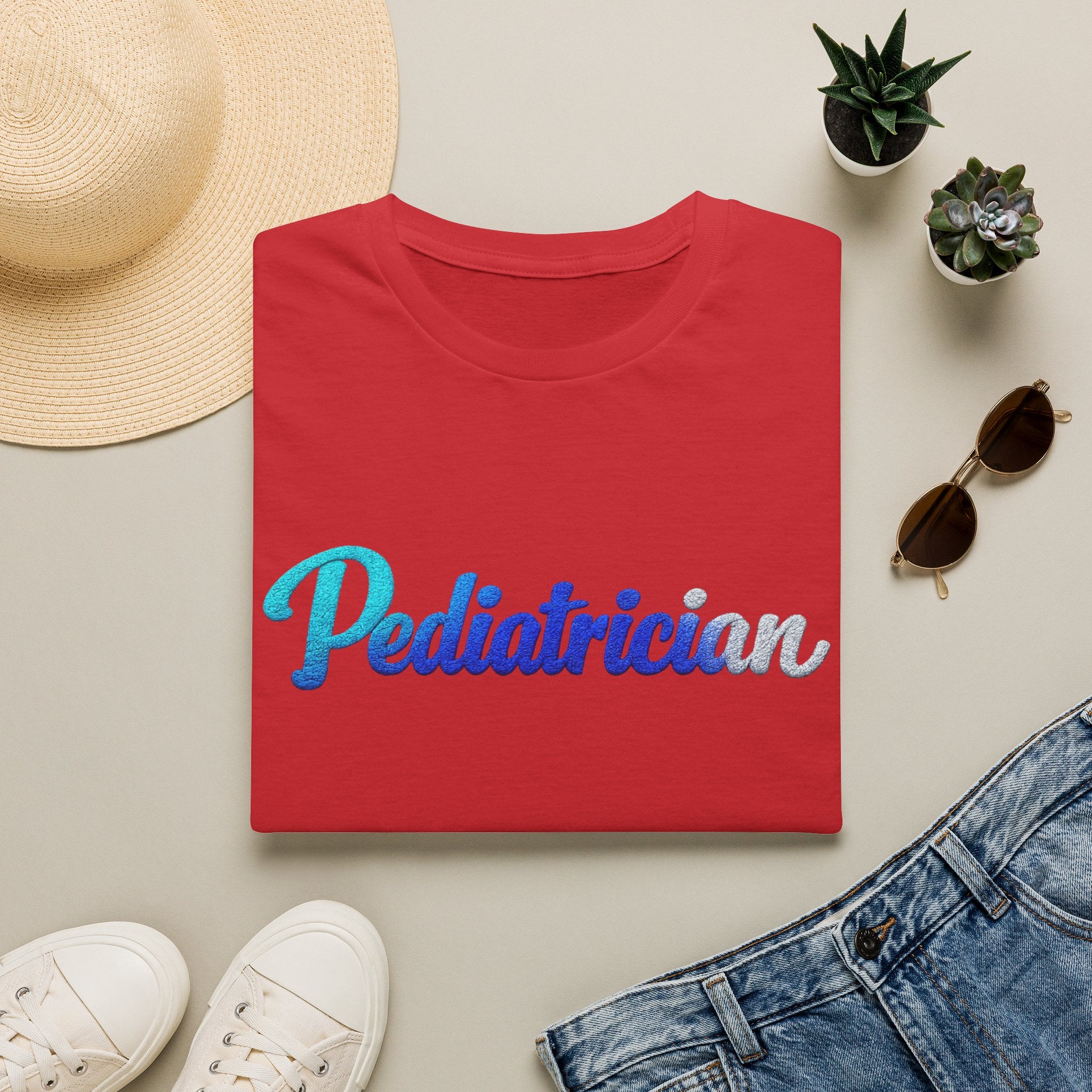 Pediatrician Script Tee — Blue Gradient Pediatric Doctor Shirt