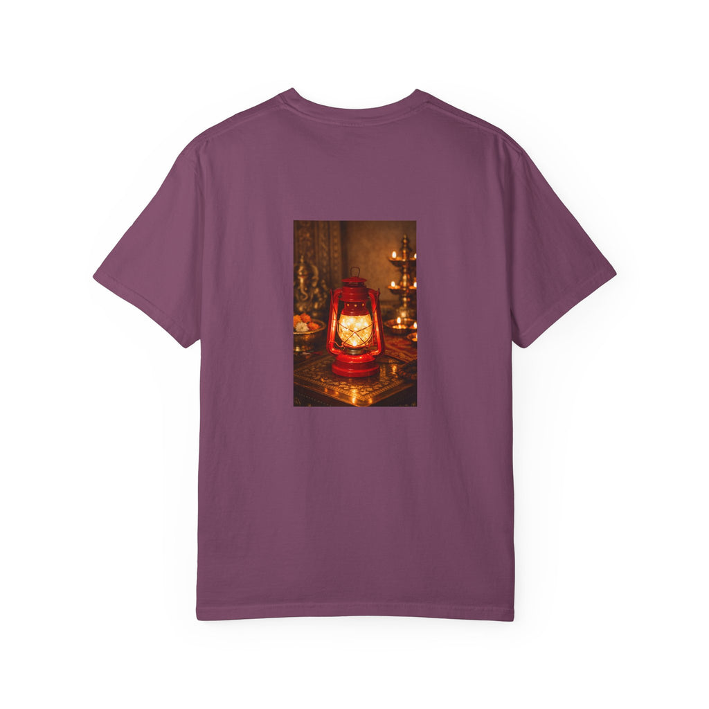 Lantern Altar T-Shirt — Vintage Oil Lantern Prayer Tee