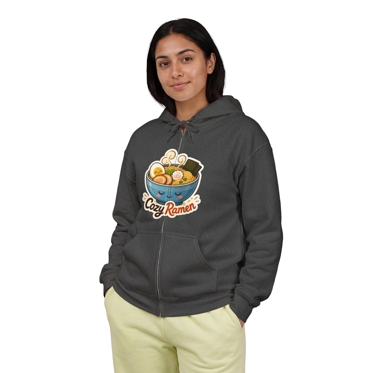Cozy Ramen Graphic Zip-Up Hoodie – Unisex
