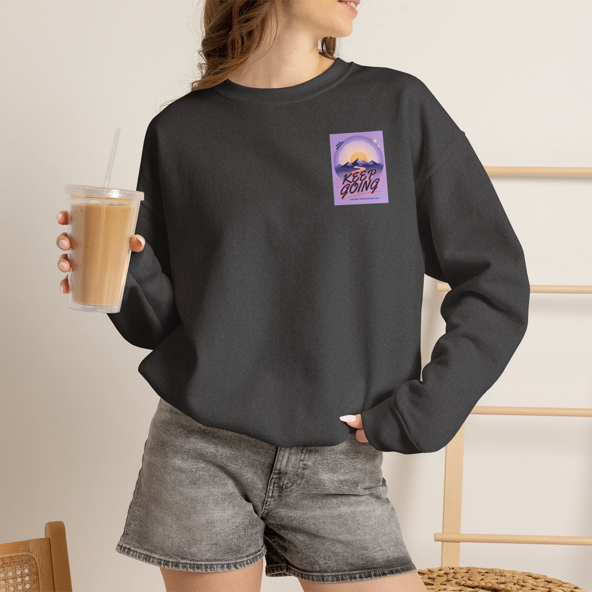 Keep Going Mountain Graphic Crewneck Sweatshirt