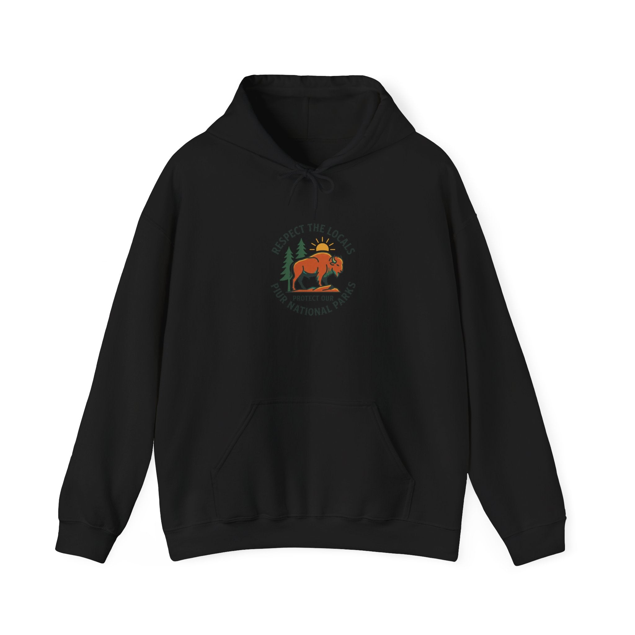 Respect the Locals bison badge Hoodie | Protect Our Parks, national parks, leave no trace