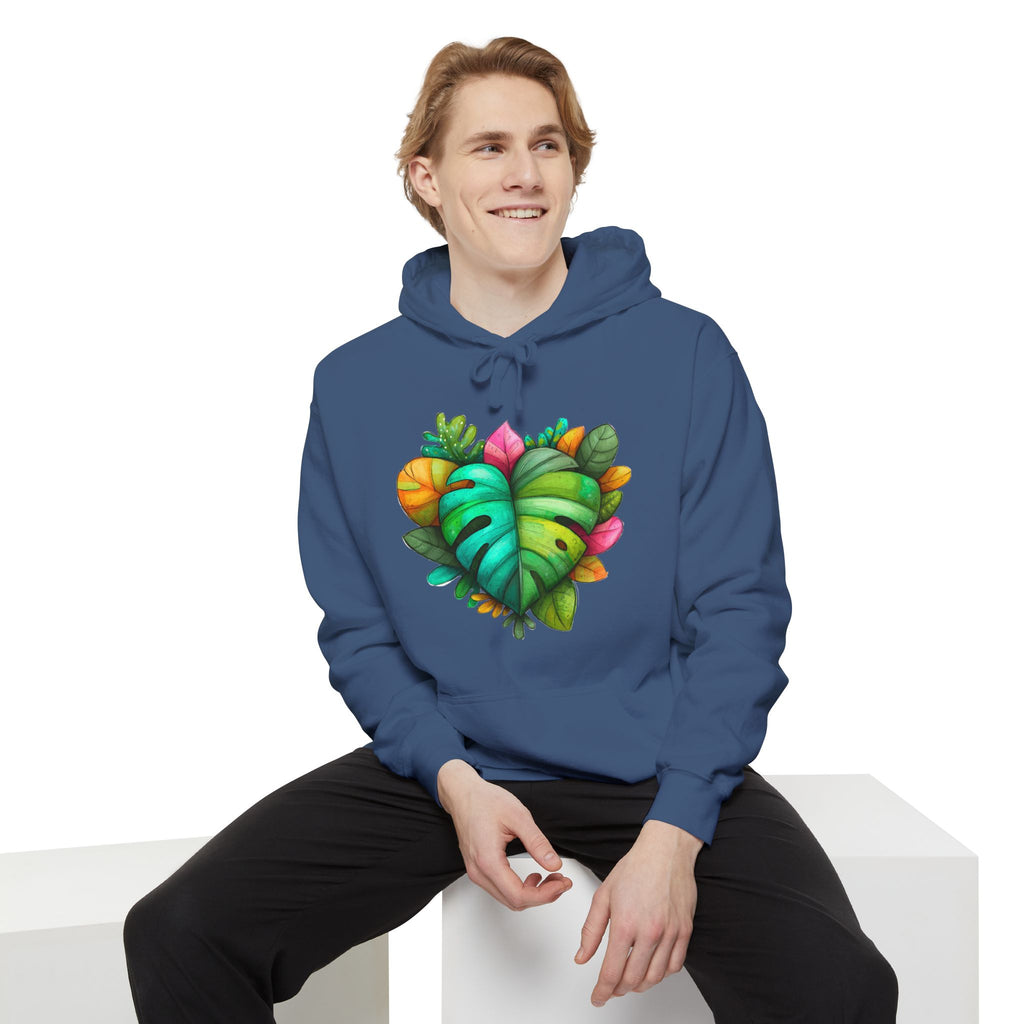 Leaf Heart Hoodie — Tropical Botanical Graphic Sweatshirt