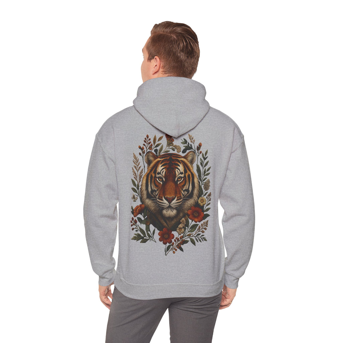Sweat à capuche tigre floral vintage