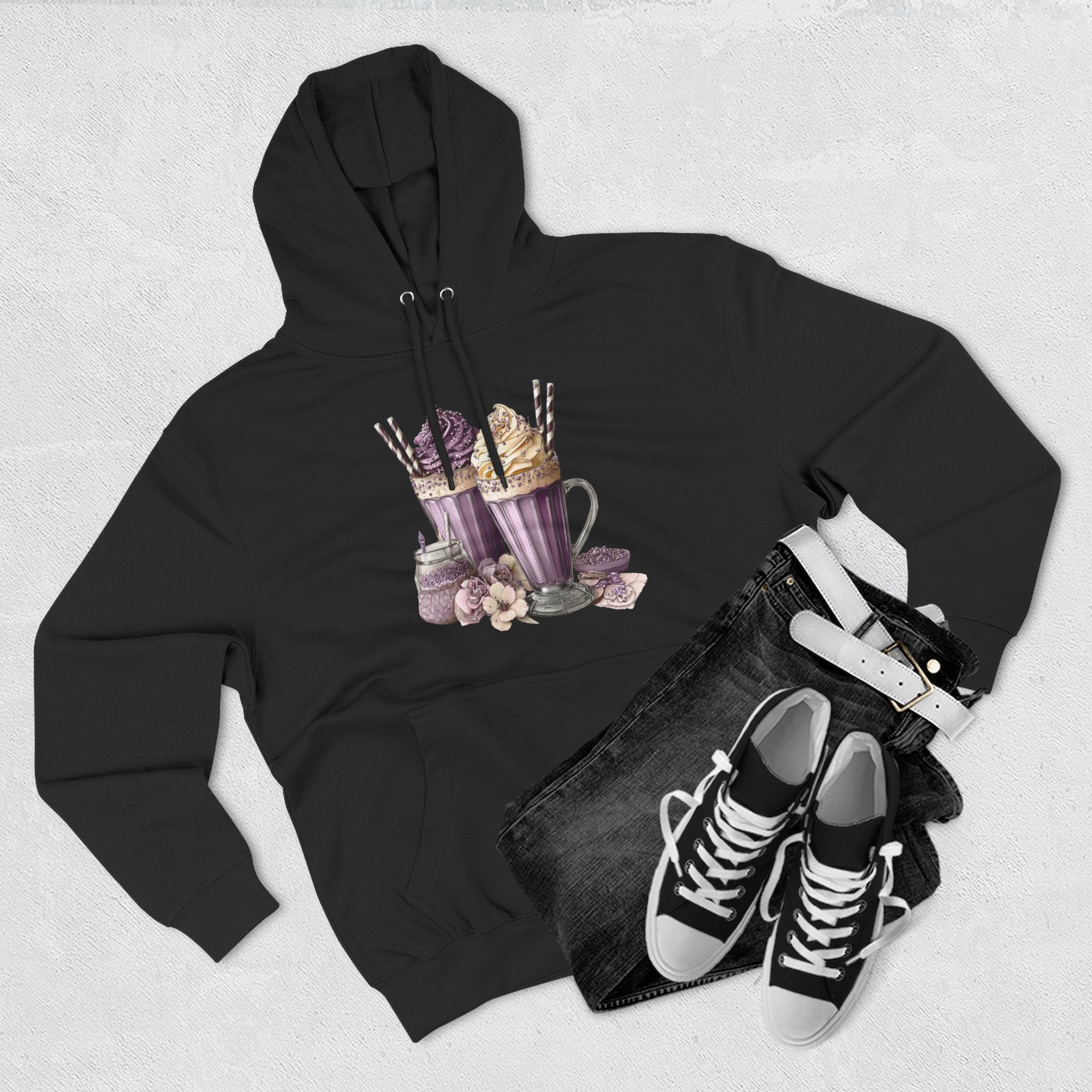Hot Cocoa & Marshmallow Hoodie — Cozy Dessert Drink Graphic Hoodie