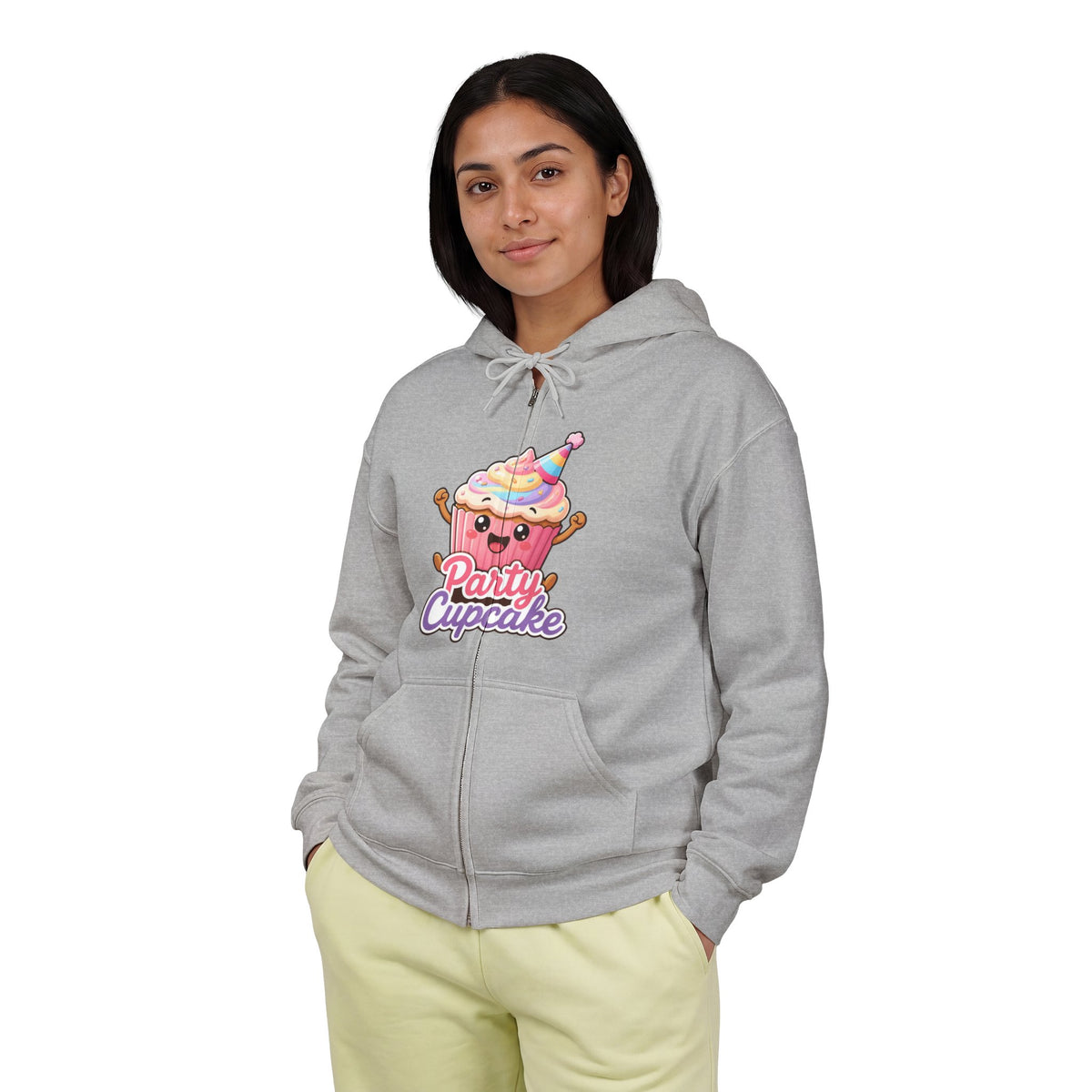Party Cupcake Graphic Zip-Up Hoodie – Unisex