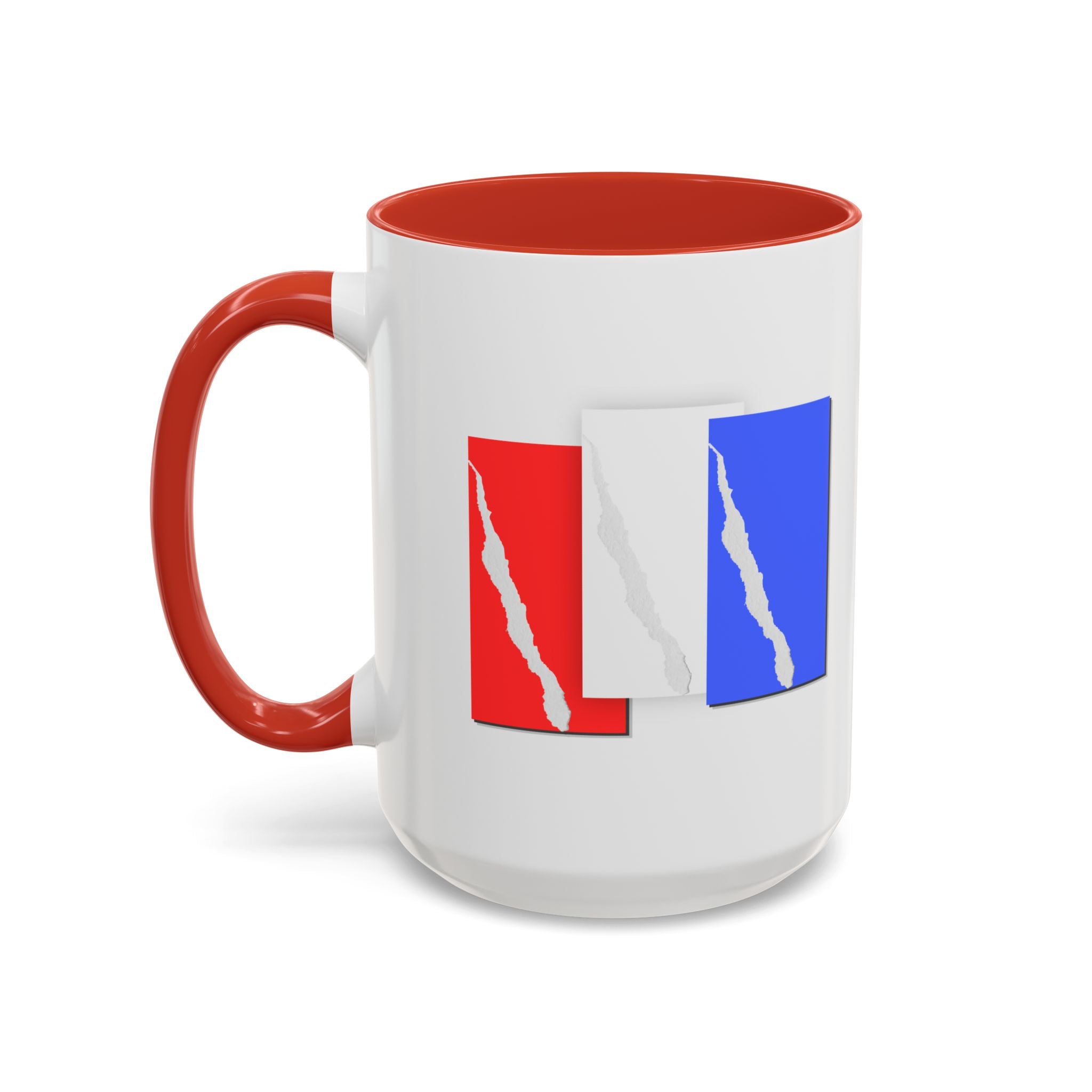 Accent Coffee Mug — Red, White & Blue Abstract Stripe Design (11/15oz)