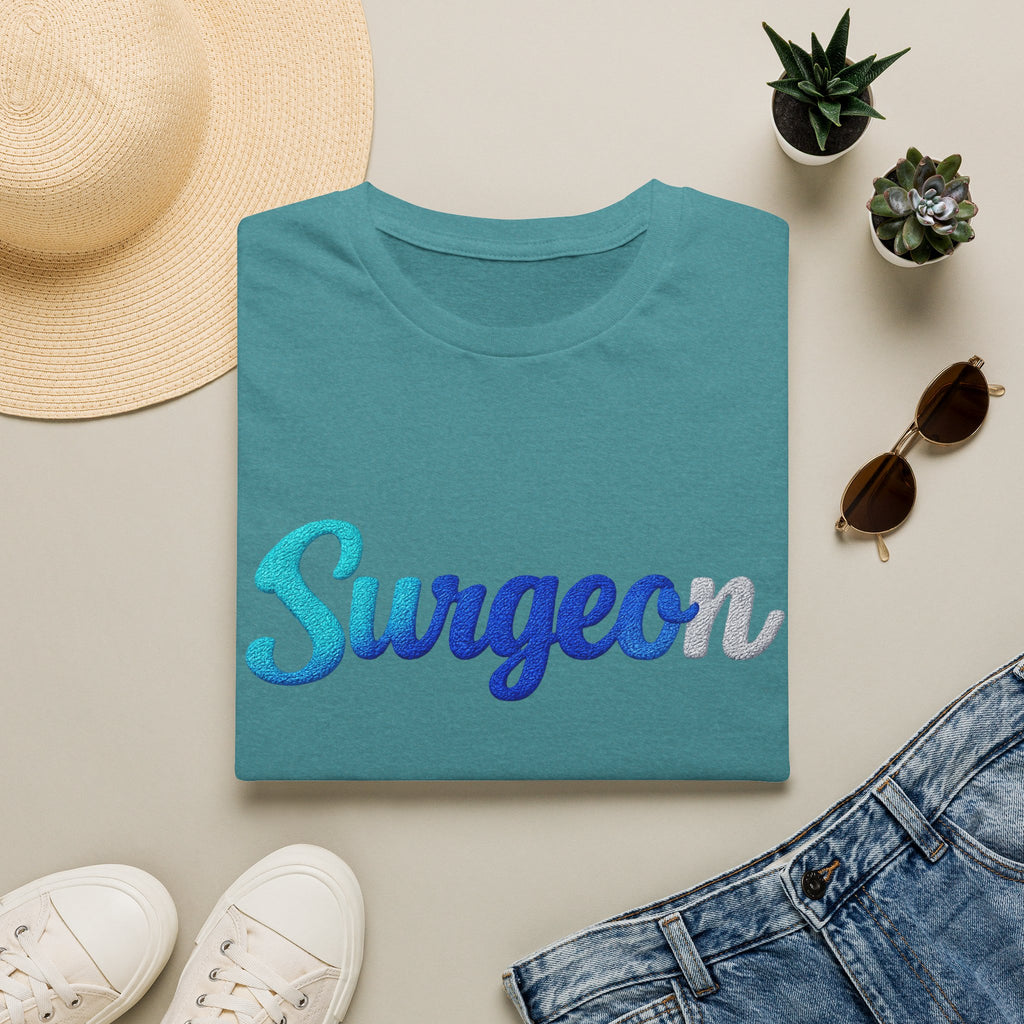 Surgeon Script T-Shirt — Blue Gradient Medical Pride Tee