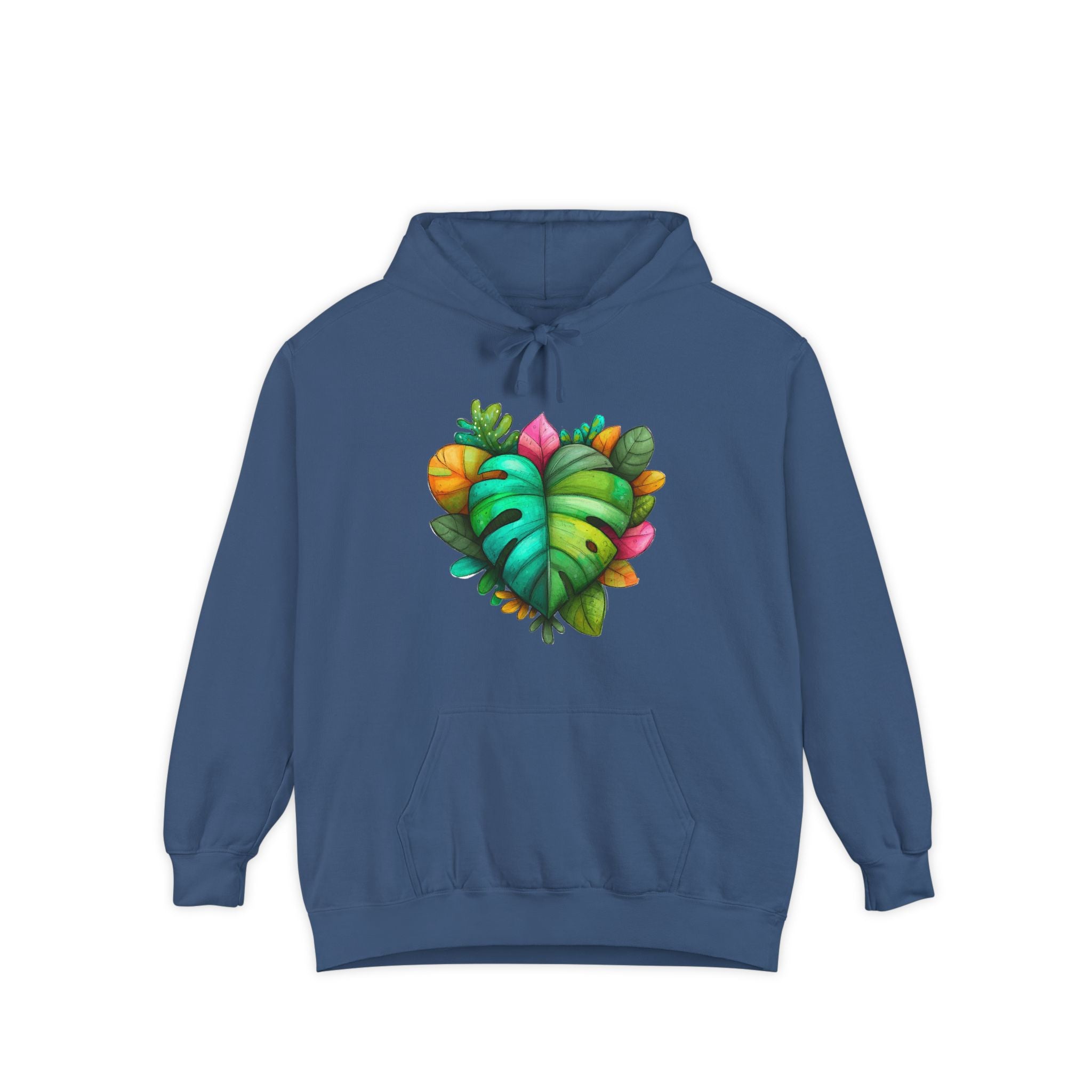 Leaf Heart Hoodie — Tropical Botanical Graphic Sweatshirt