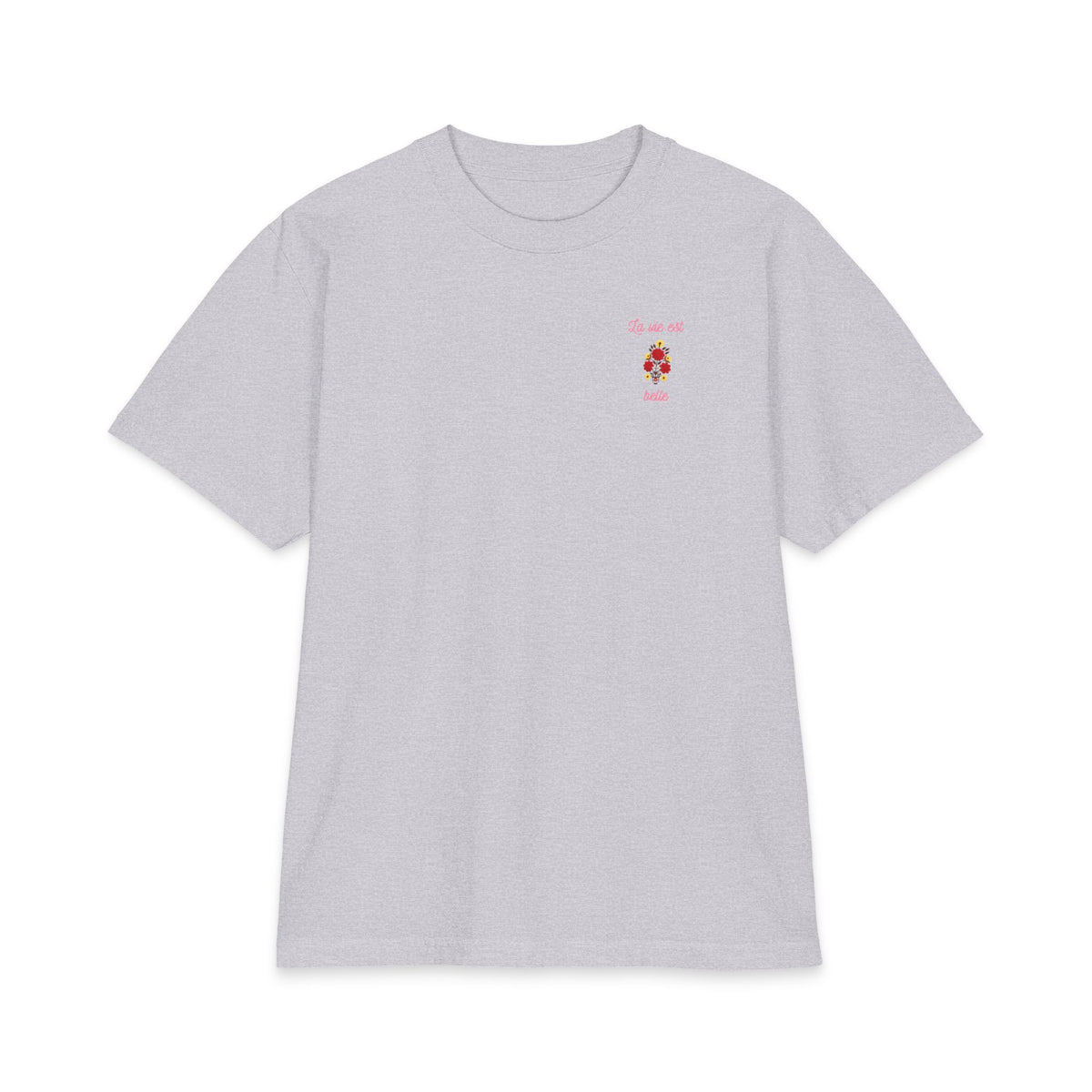 T-shirt floral La Vie Est Belle — T-shirt graphique avec citation française