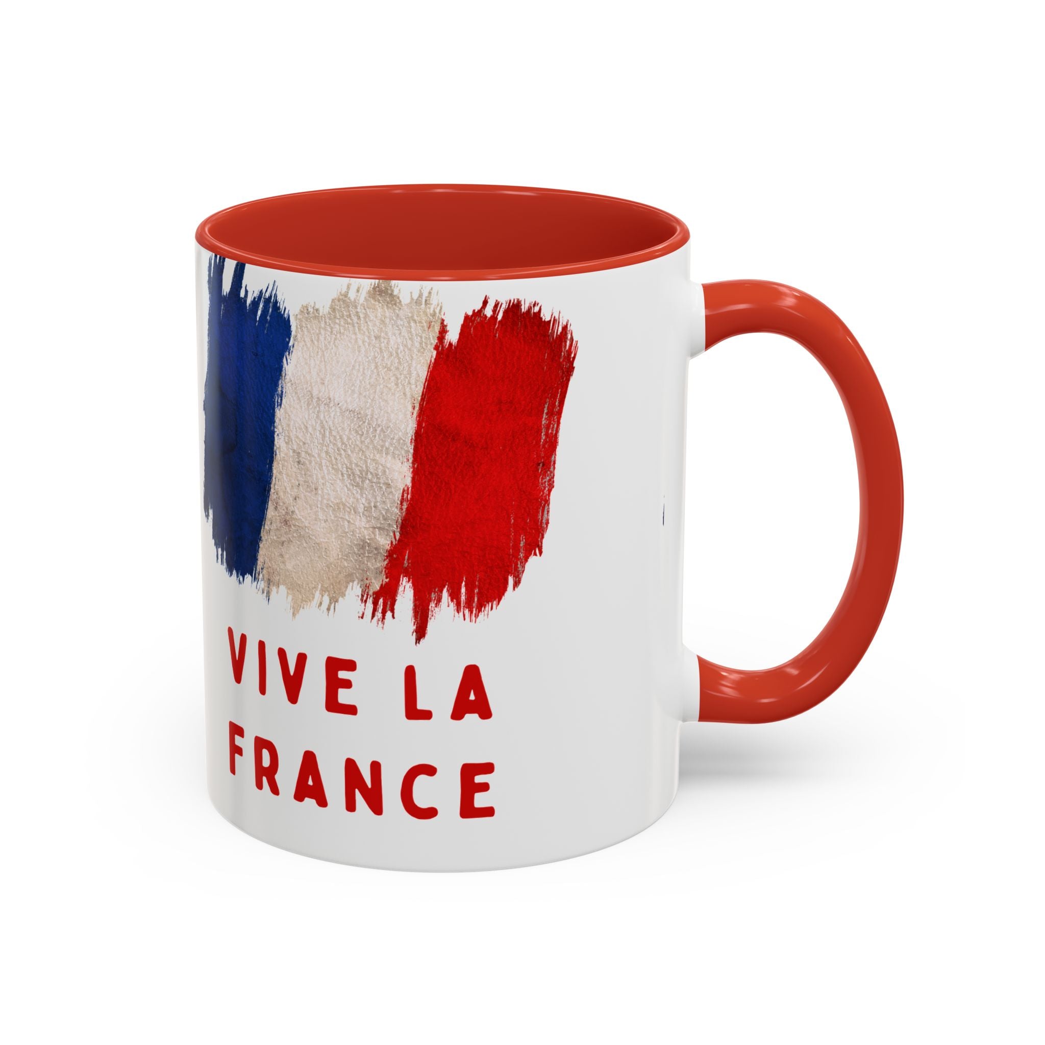 Vive La France Accent Coffee Mug — French Flag Brushstroke 11/15oz