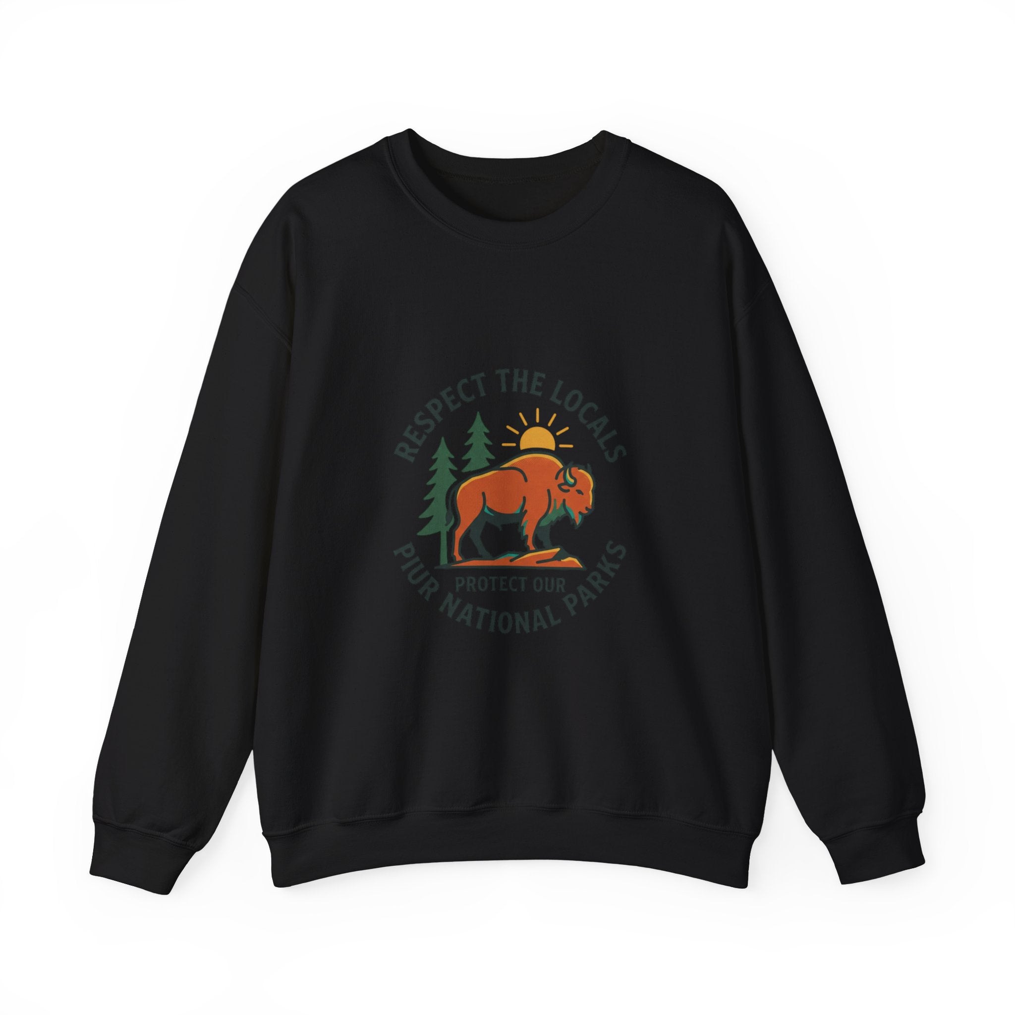 Respect the Locals Buffalo Crewneck Sweatshirt | Protect Our National Parks, hiking
