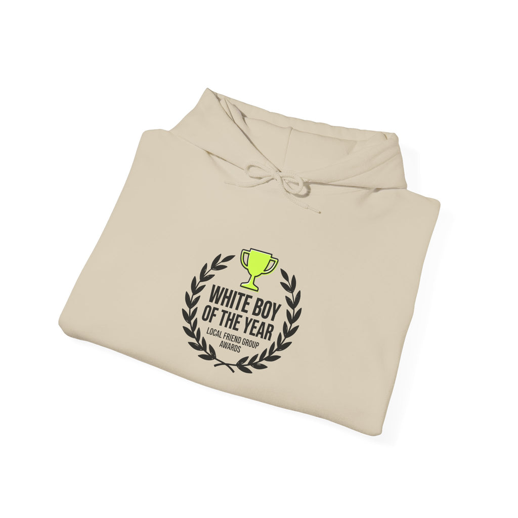 White Boy of the Year Hoodie | minimal meme, bold text