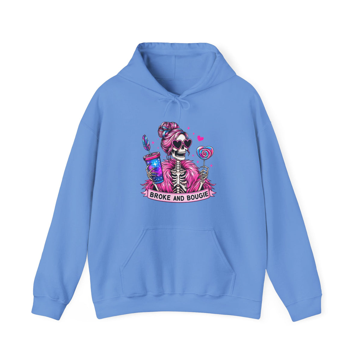 Sweat à capuche Broke and Bougie avec squelette - Sweat-shirt graphique mignon avec crâne rose