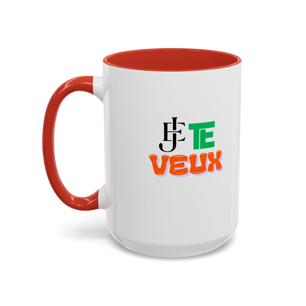 French Phrase Accent Mug — "Je Te Veux" Colorful Ceramic Coffee Mug (11/15oz)