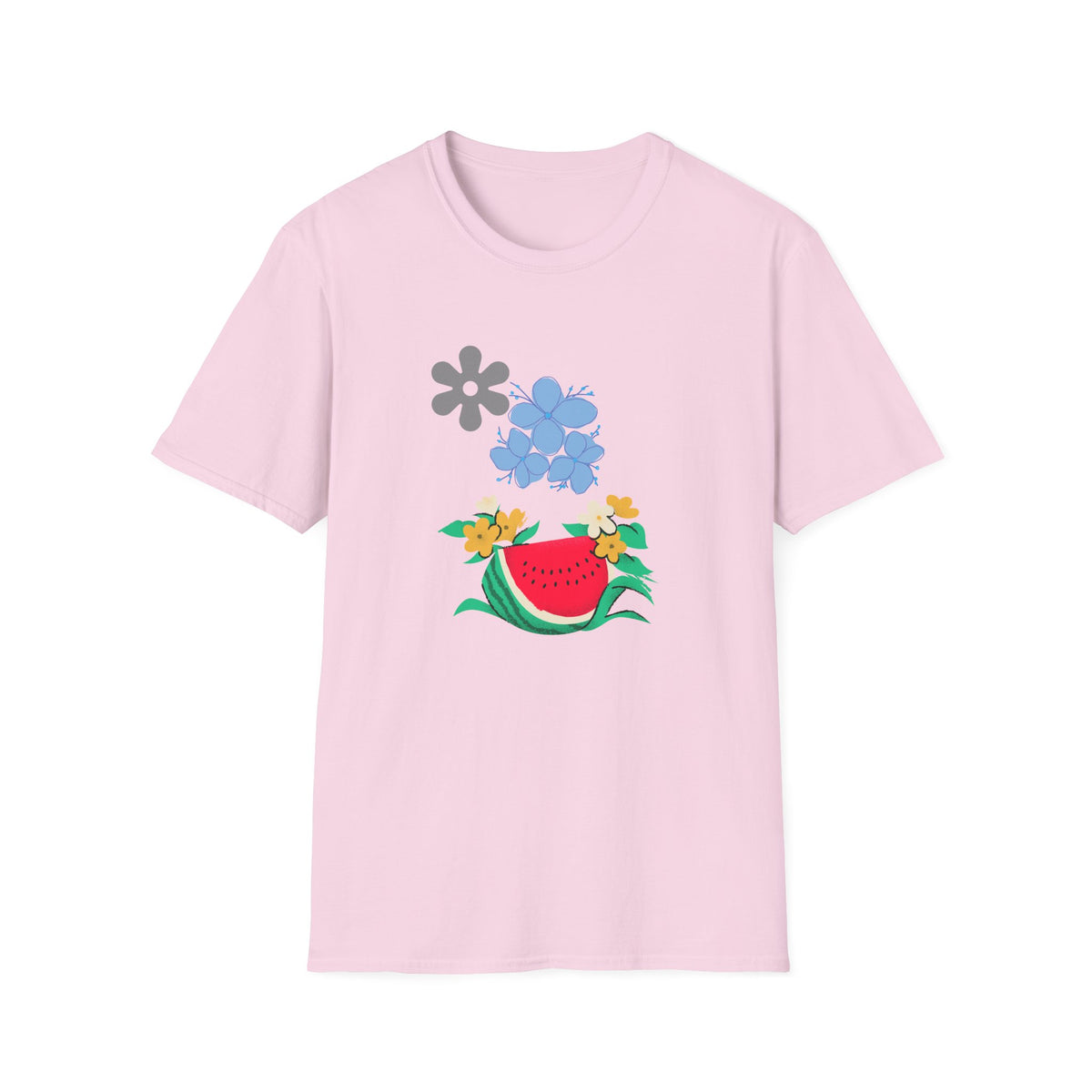 Watermelon Blossom Tee — Floral Fruit Graphic T-Shirt