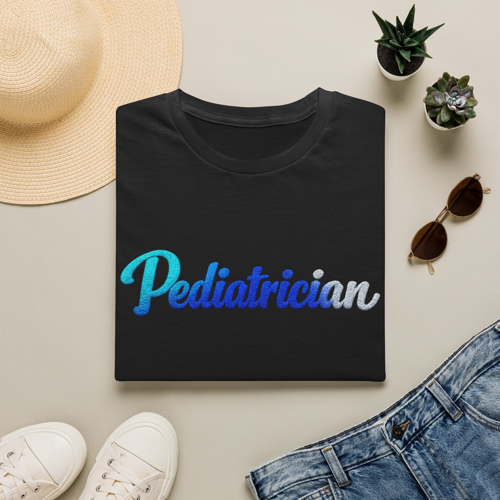 Pediatrician Script Tee — Blue Gradient Pediatric Doctor Shirt