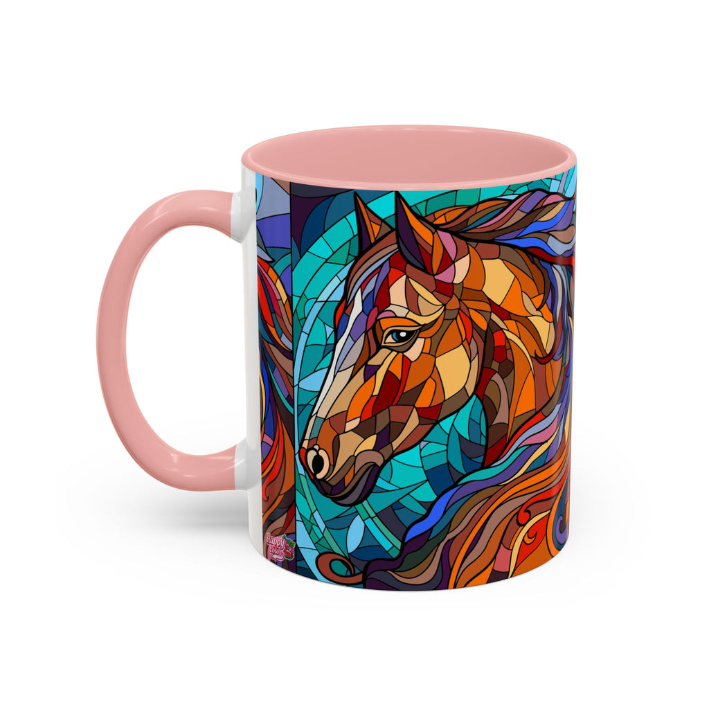 Stained Glass Horse Accent Coffee Mug – Colorful Equine Art (11/15 oz)