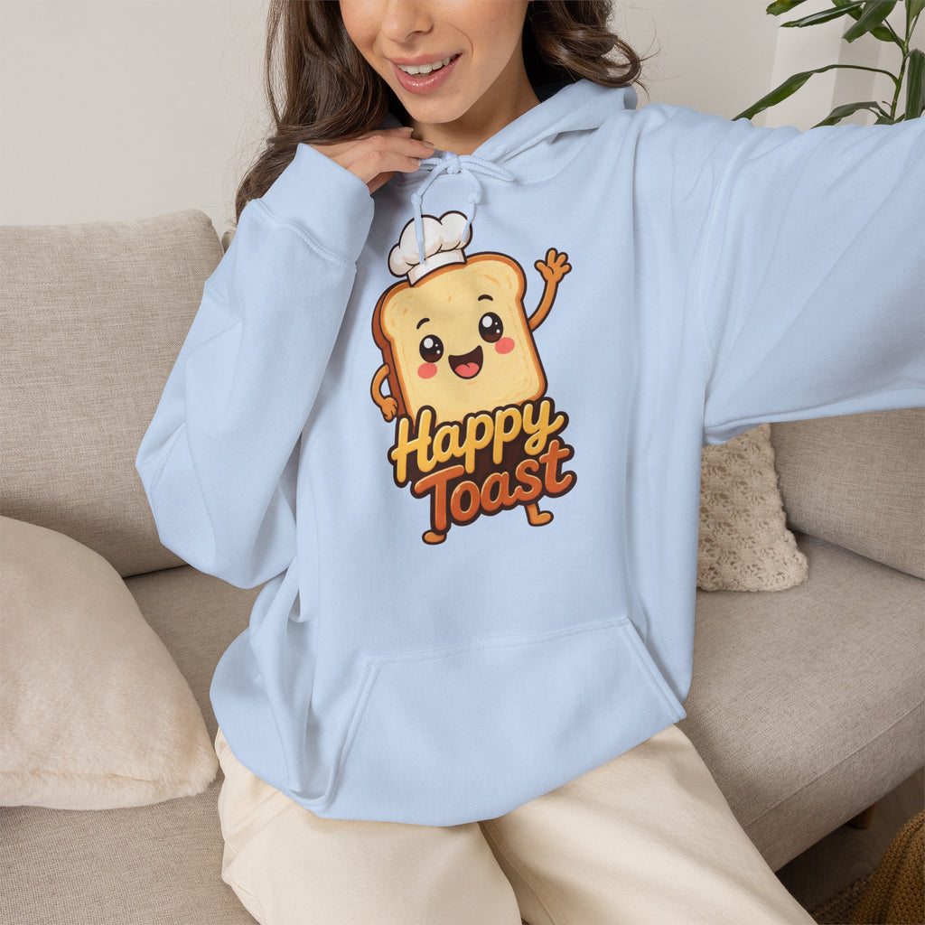 Happy Toast Cartoon Graphic Hoodie – Unisex Pullover