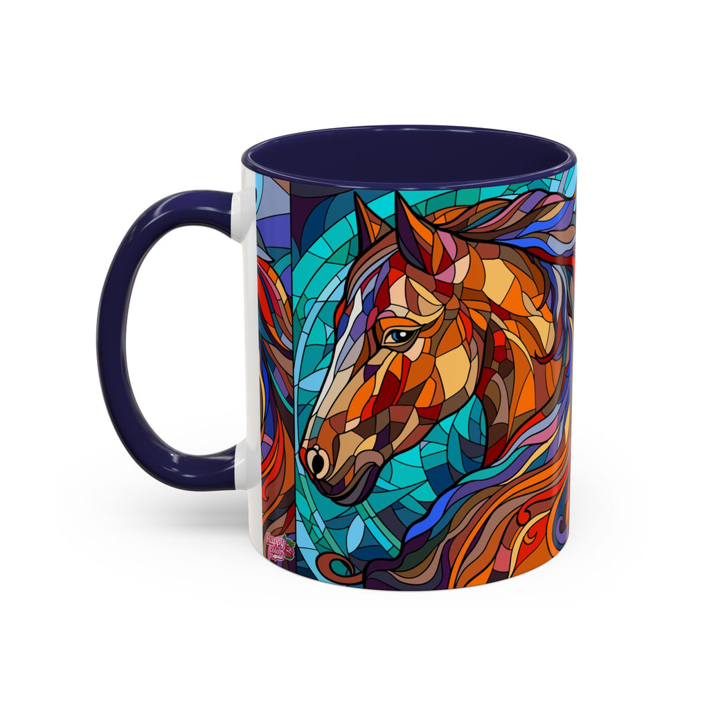 Stained Glass Horse Accent Coffee Mug – Colorful Equine Art (11/15 oz)