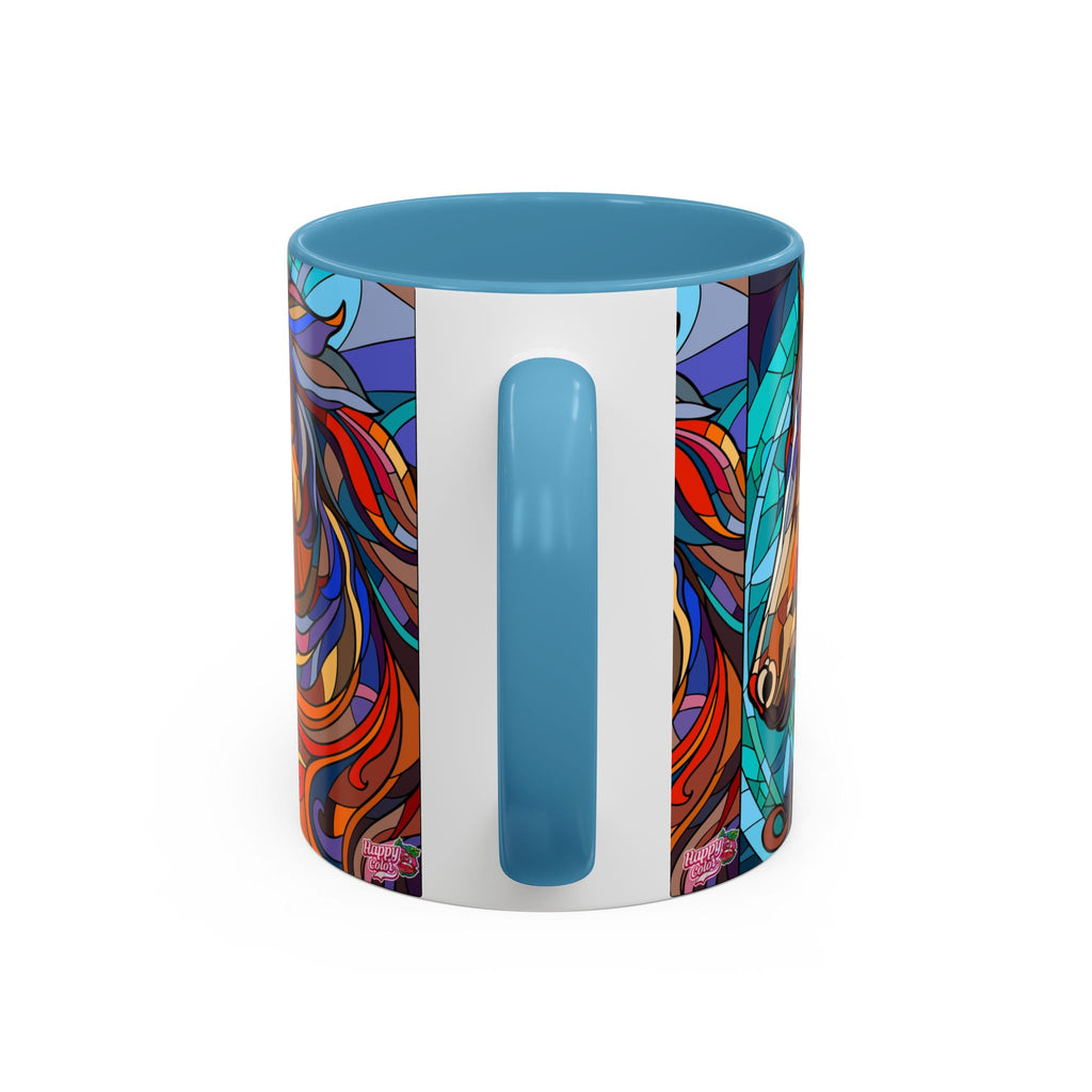 Stained Glass Horse Accent Coffee Mug – Colorful Equine Art (11/15 oz)