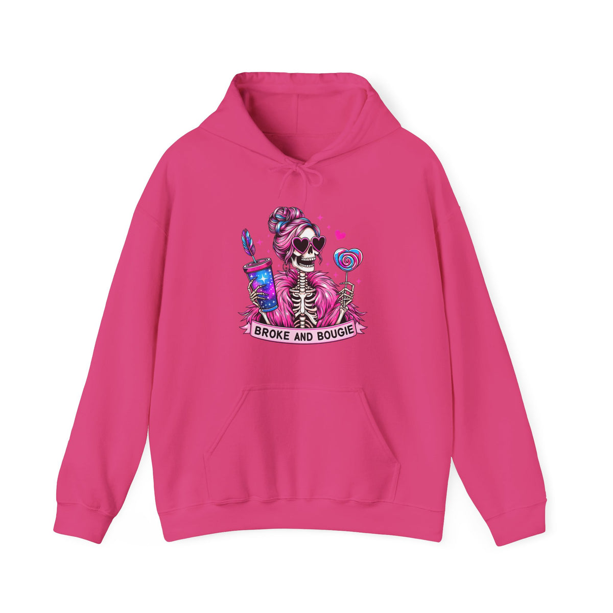 Sweat à capuche Broke and Bougie avec squelette - Sweat-shirt graphique mignon avec crâne rose