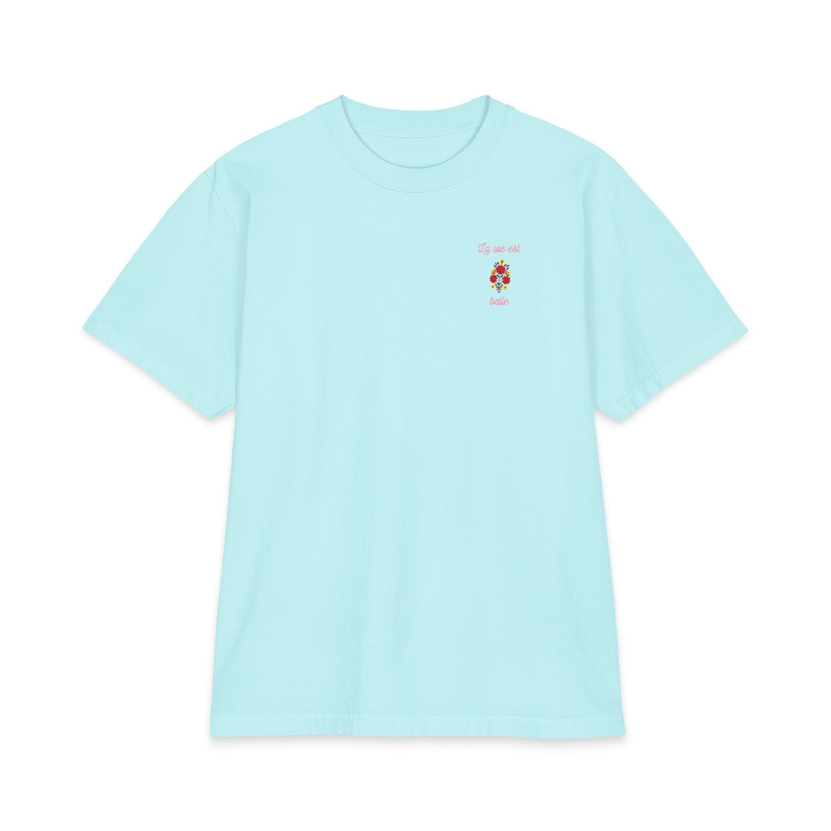 T-shirt floral La Vie Est Belle — T-shirt graphique avec citation française